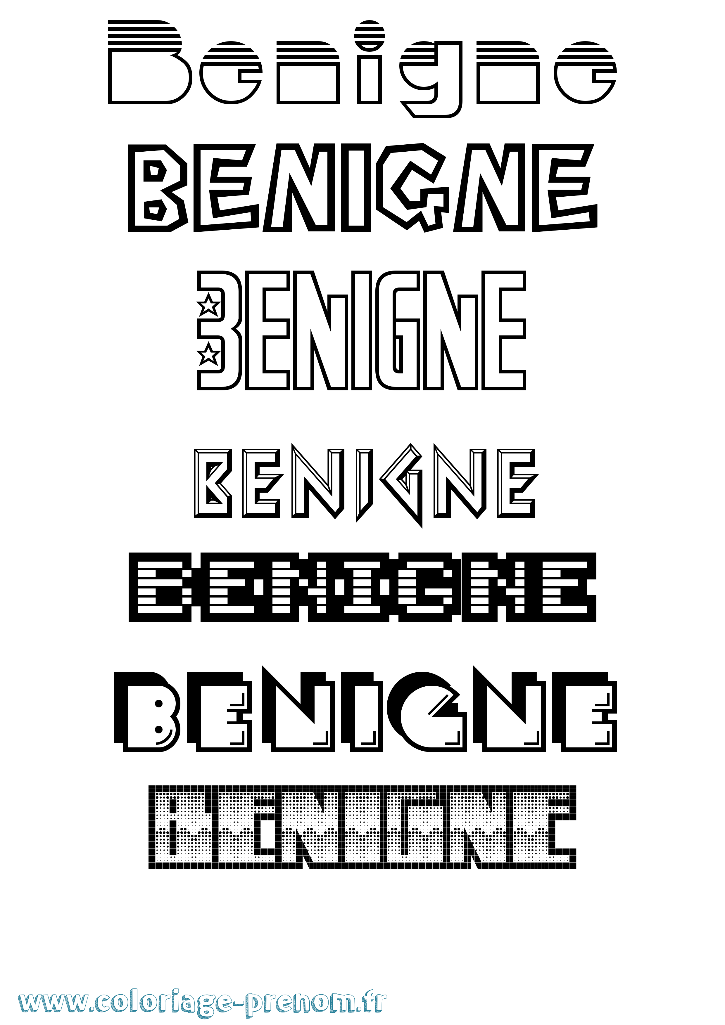 Coloriage Benigne Jeux Vidéos Coloriage prénom Benigne Jeux Vidéos