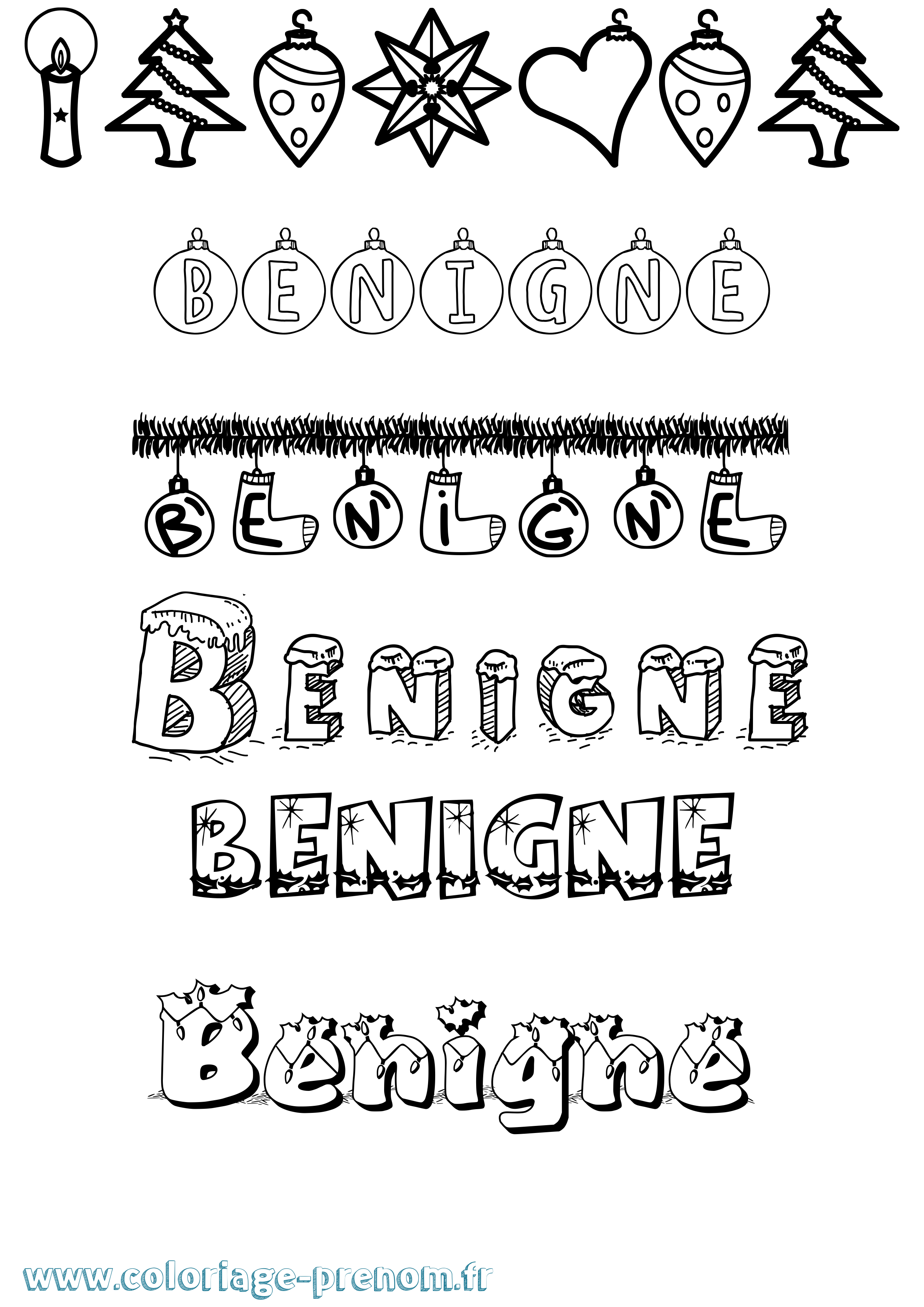 Coloriage Benigne Noël Coloriage prénom Benigne Noël
