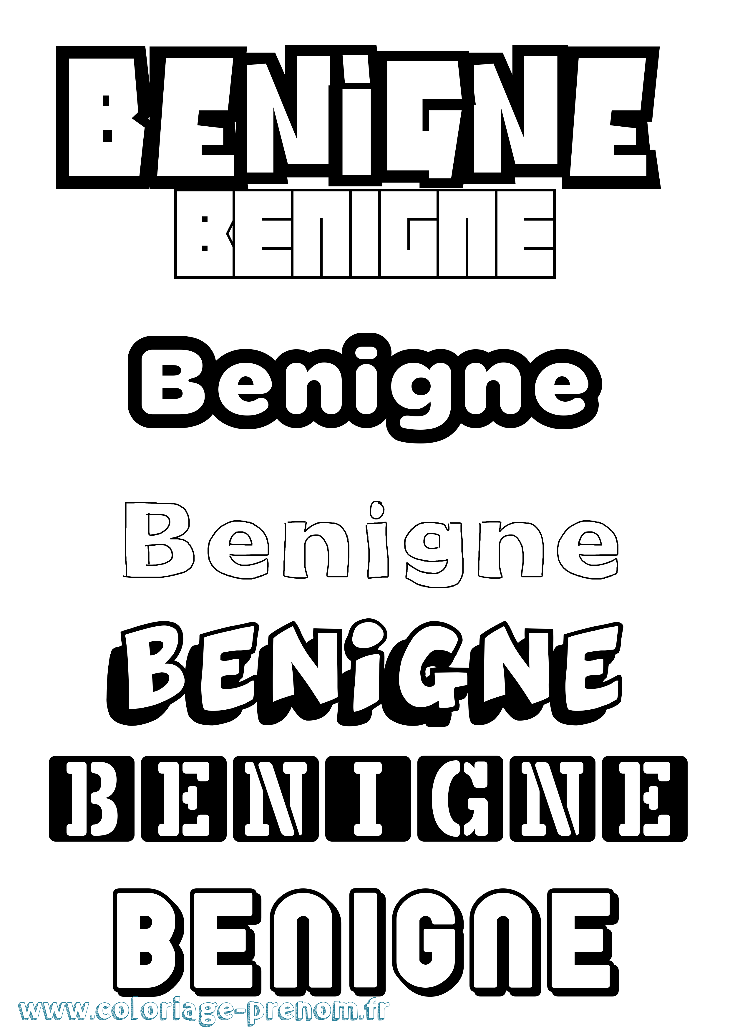 Coloriage Benigne Simple Coloriage prénom Benigne Simple