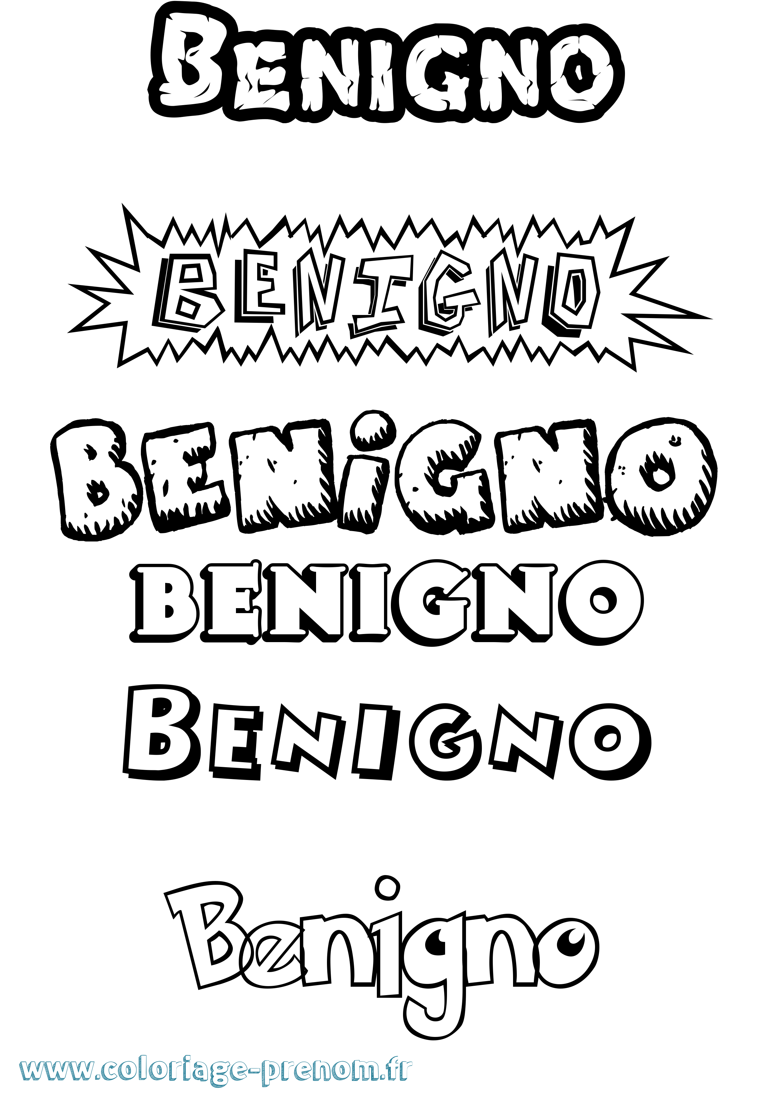 Coloriage prénom Benigno Dessin Animé