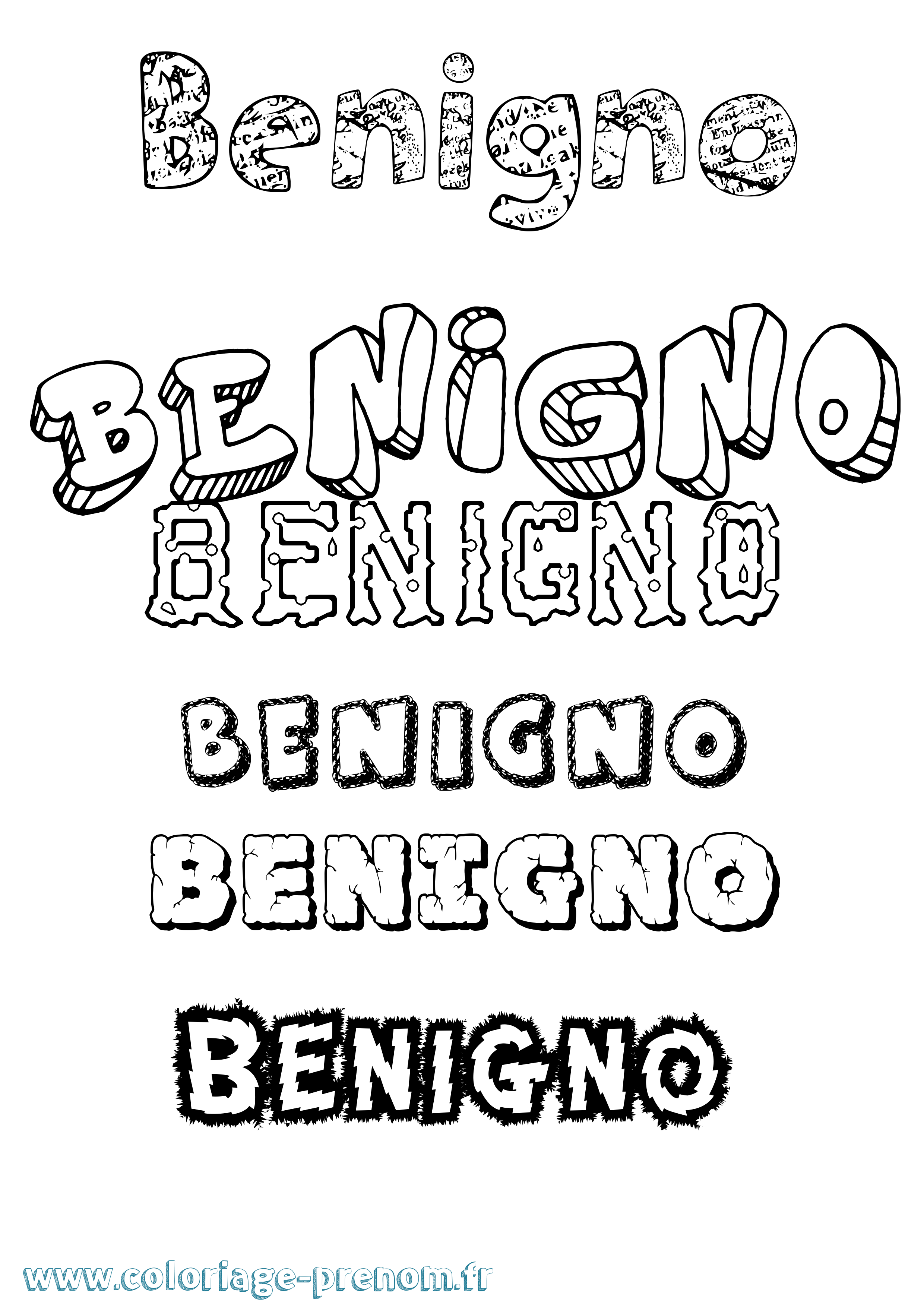 Coloriage prénom Benigno Destructuré