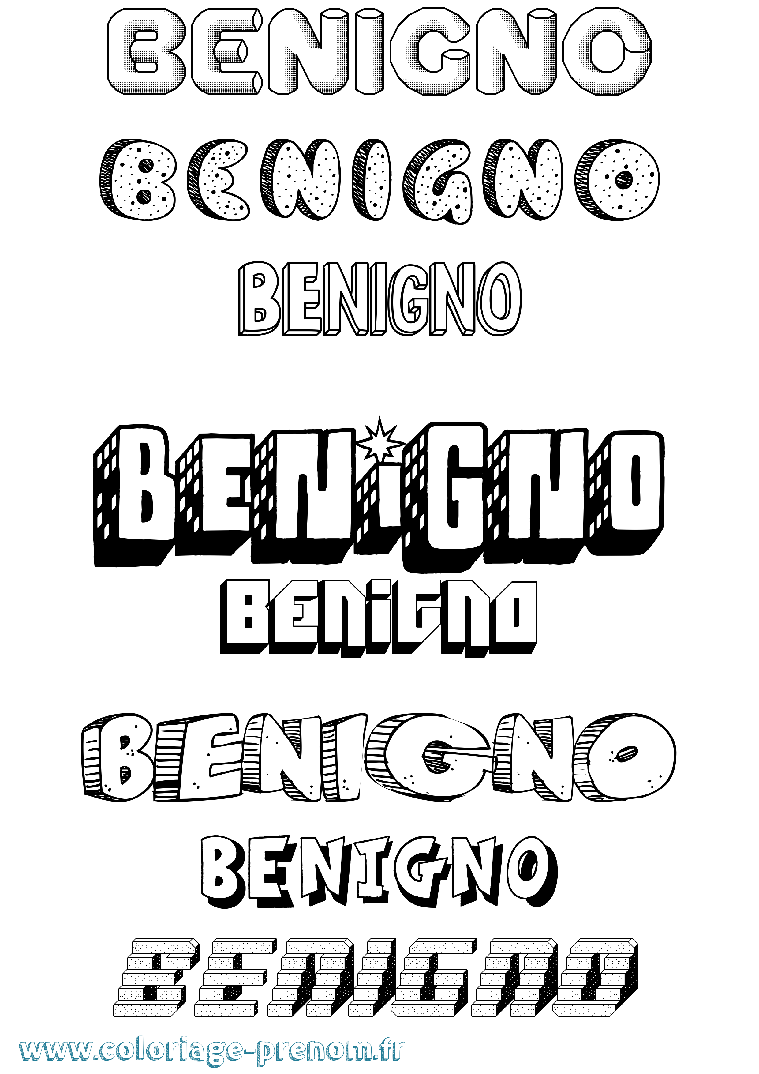 Coloriage prénom Benigno Effet 3D