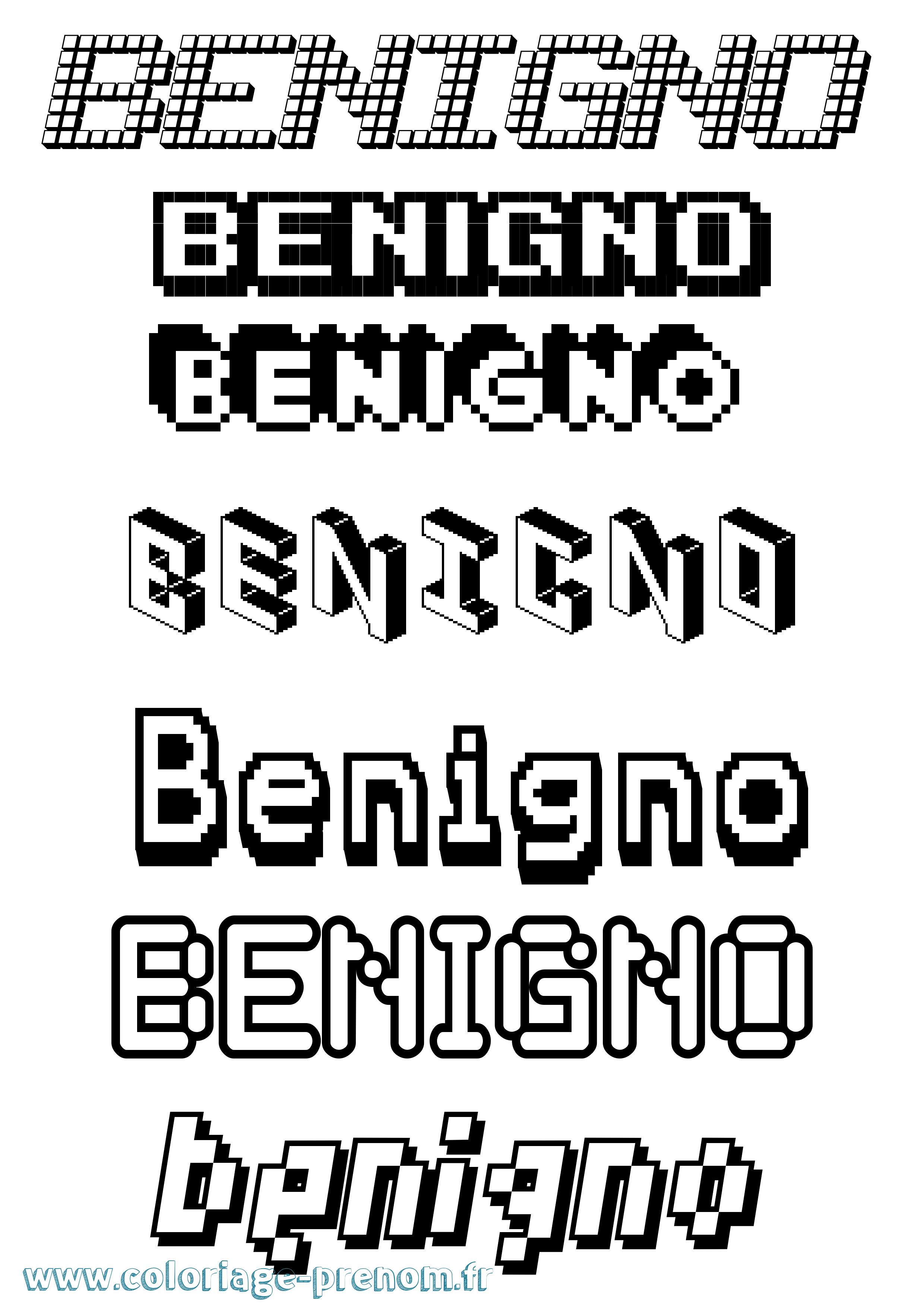 Coloriage prénom Benigno Pixel
