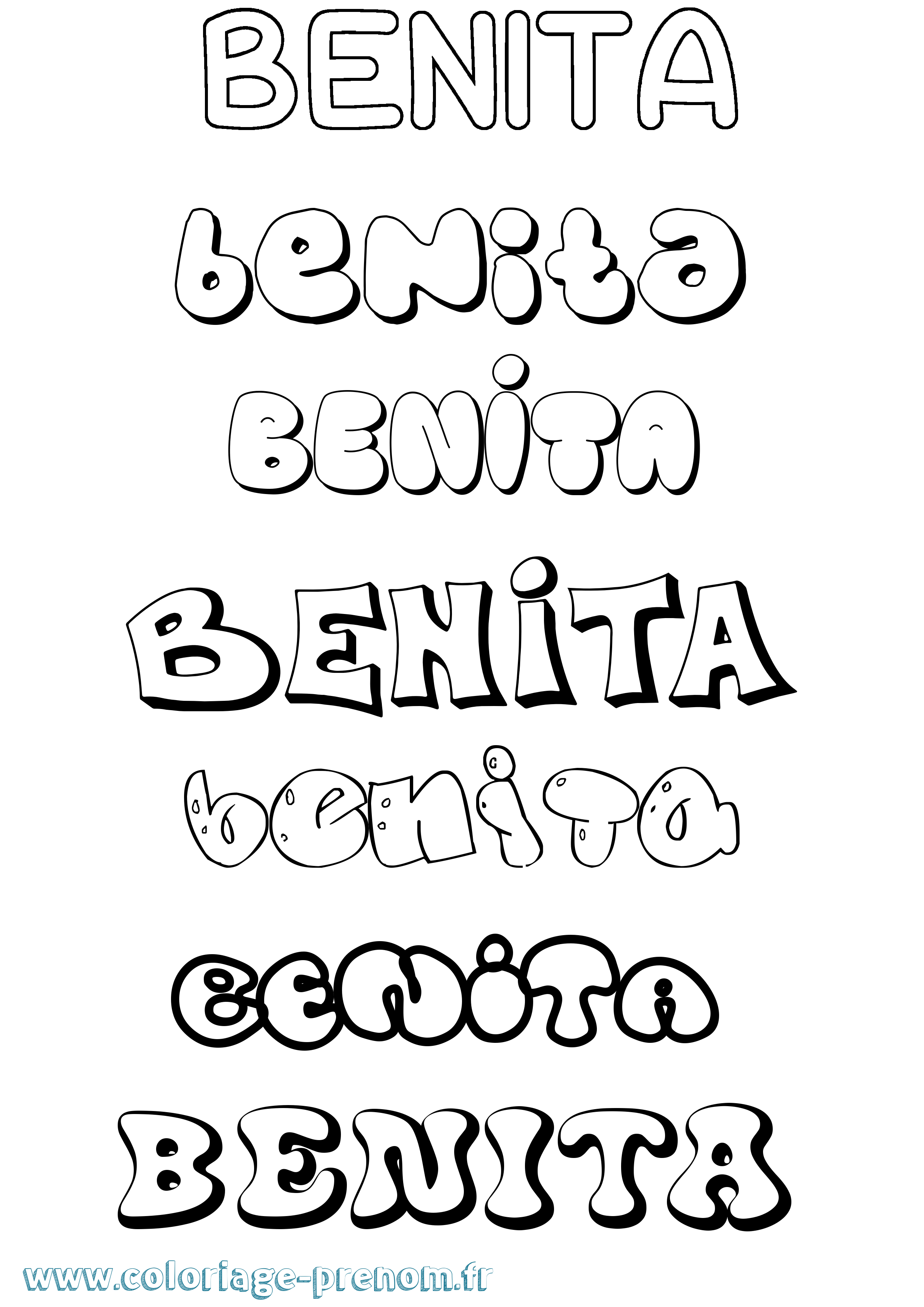 Coloriage prénom Benita Bubble