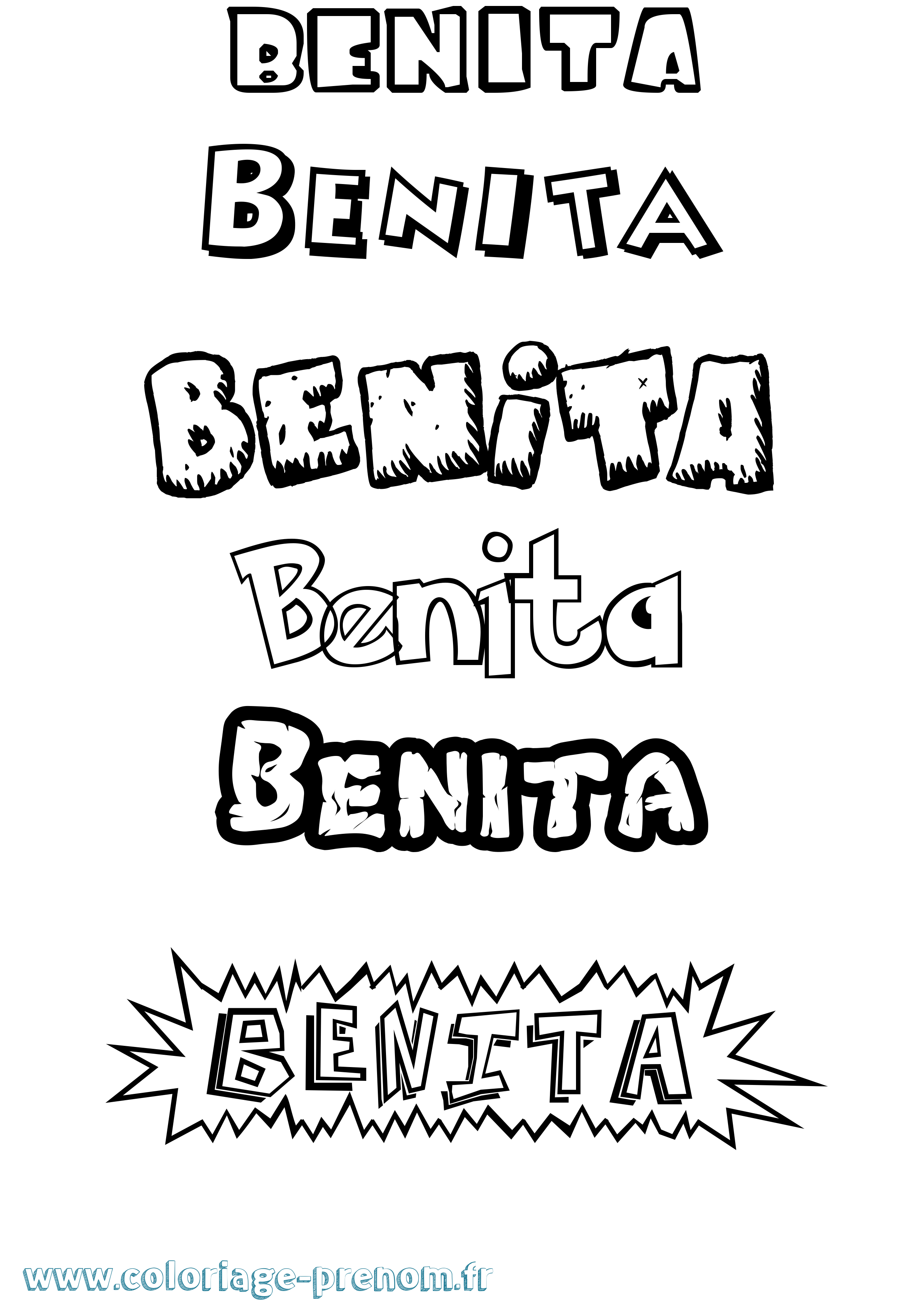 Coloriage prénom Benita Dessin Animé