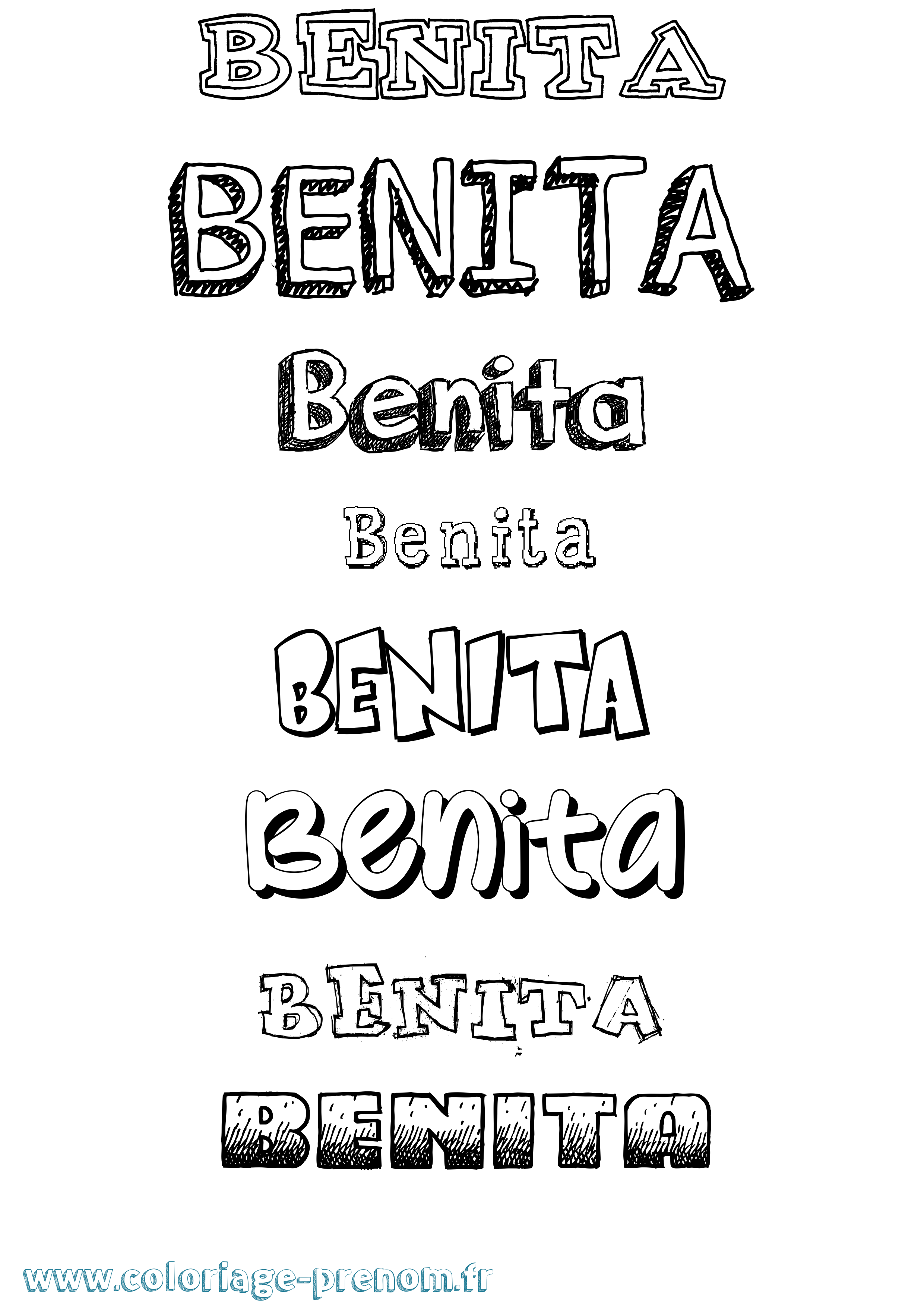 Coloriage prénom Benita Dessiné