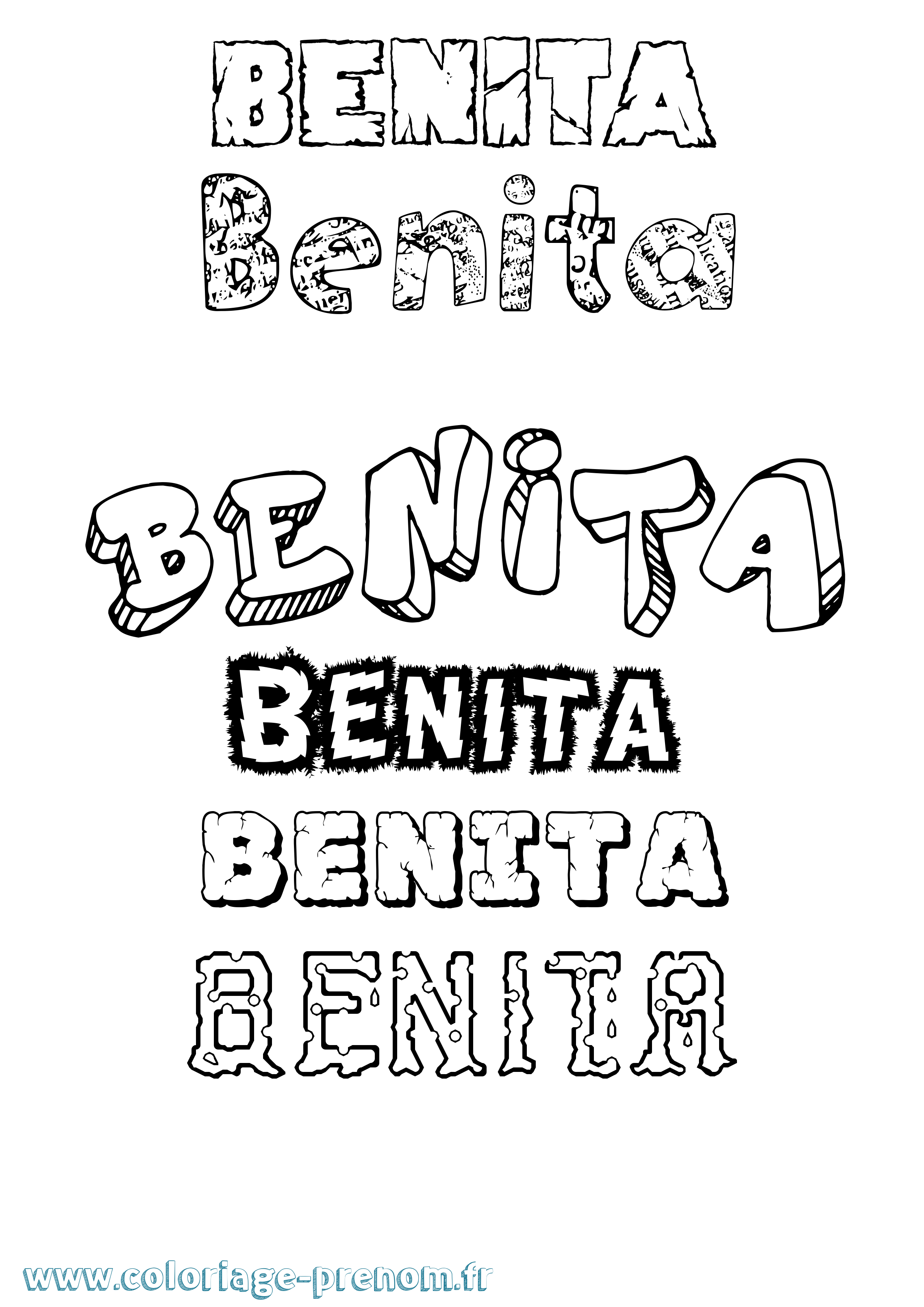Coloriage prénom Benita Destructuré