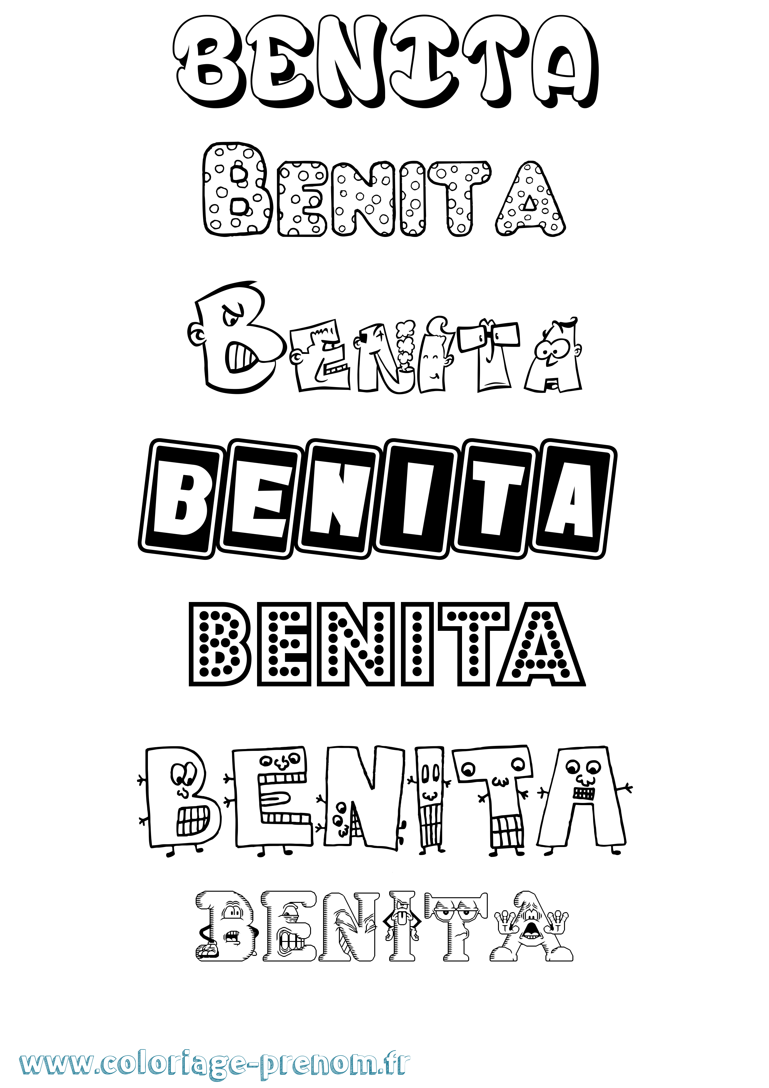 Coloriage prénom Benita Fun