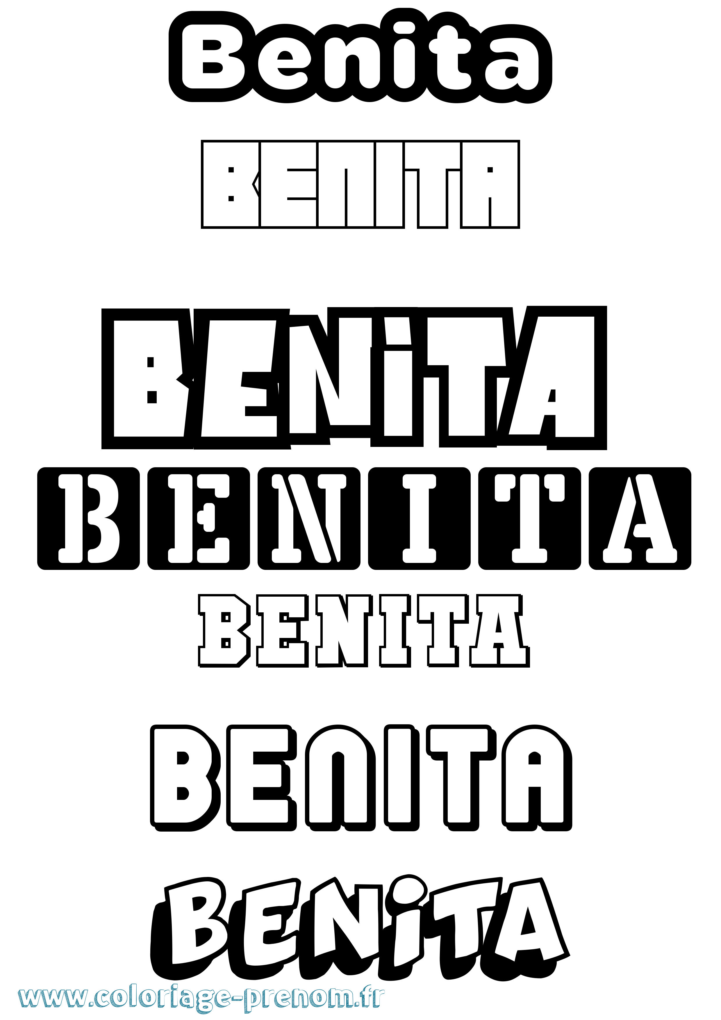 Coloriage prénom Benita Simple