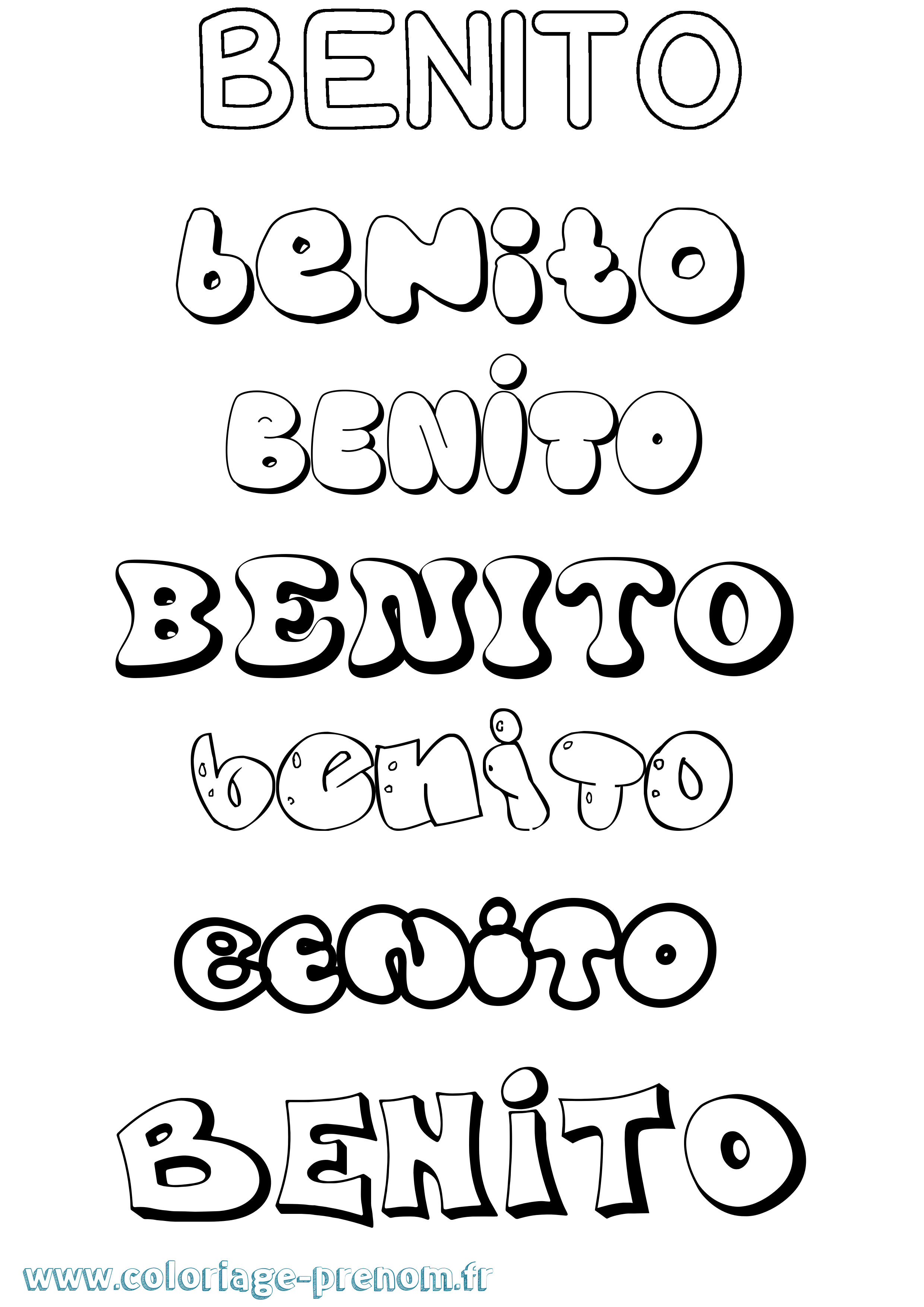 Coloriage prénom Benito Bubble