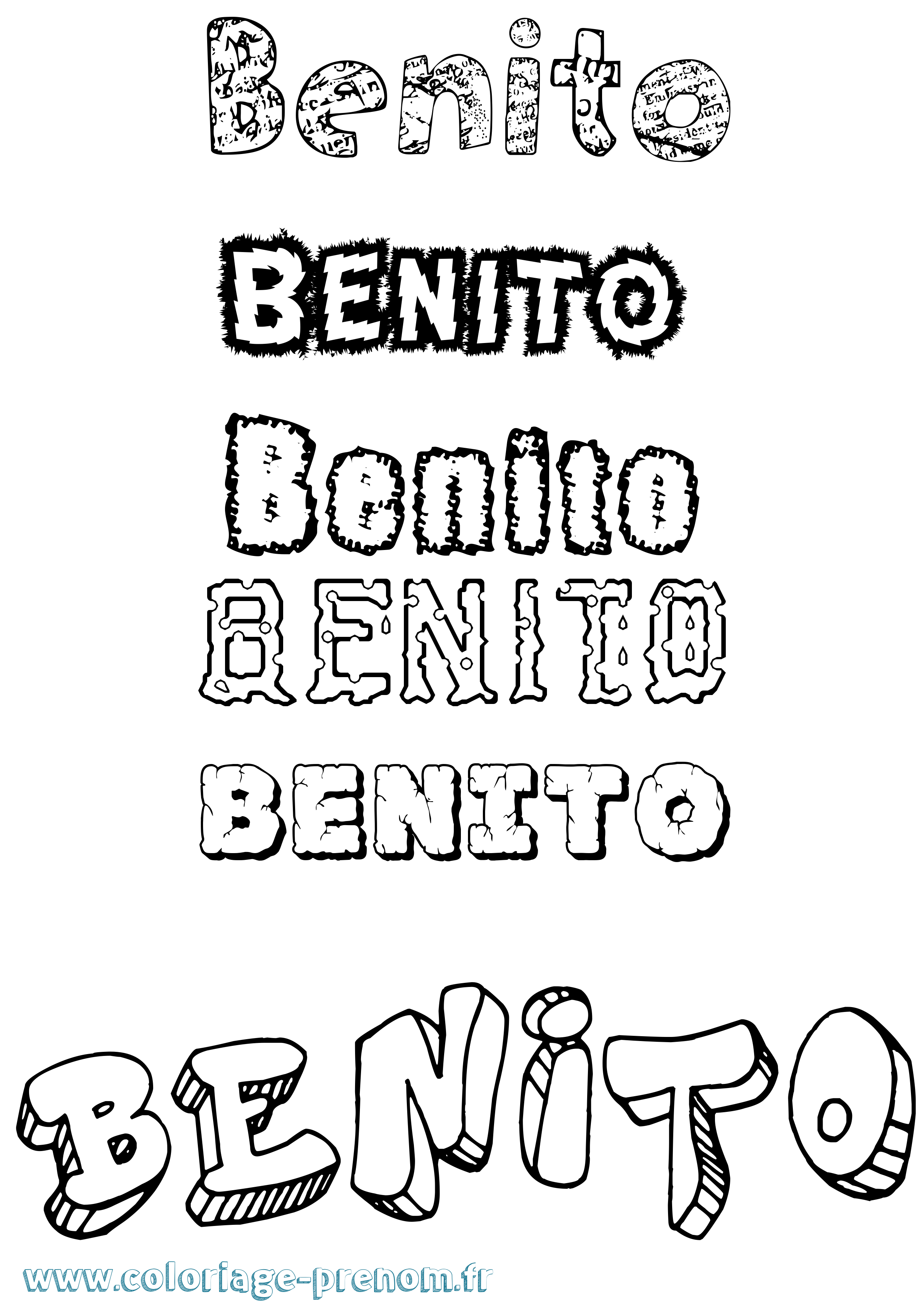 Coloriage prénom Benito Destructuré
