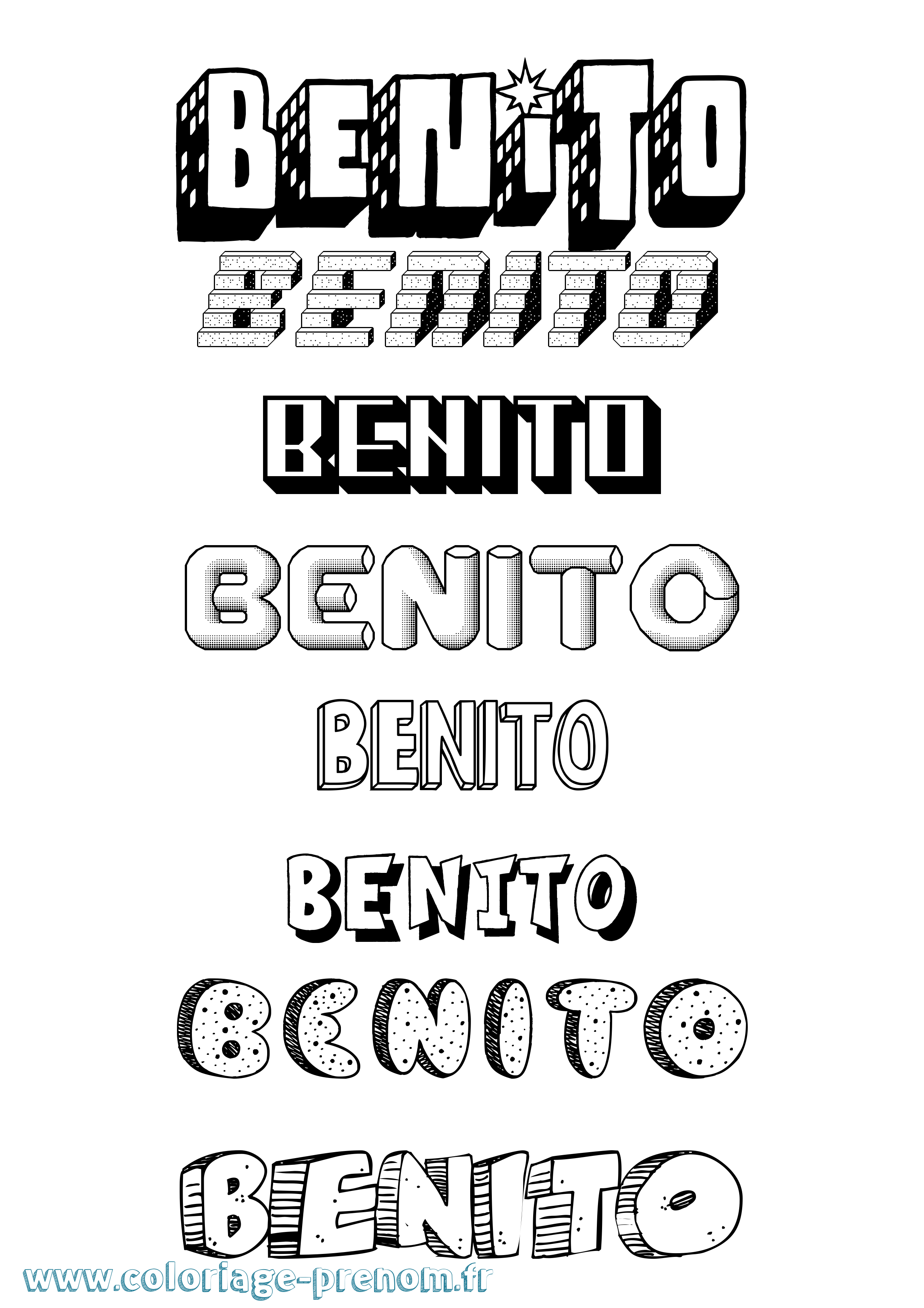 Coloriage prénom Benito Effet 3D