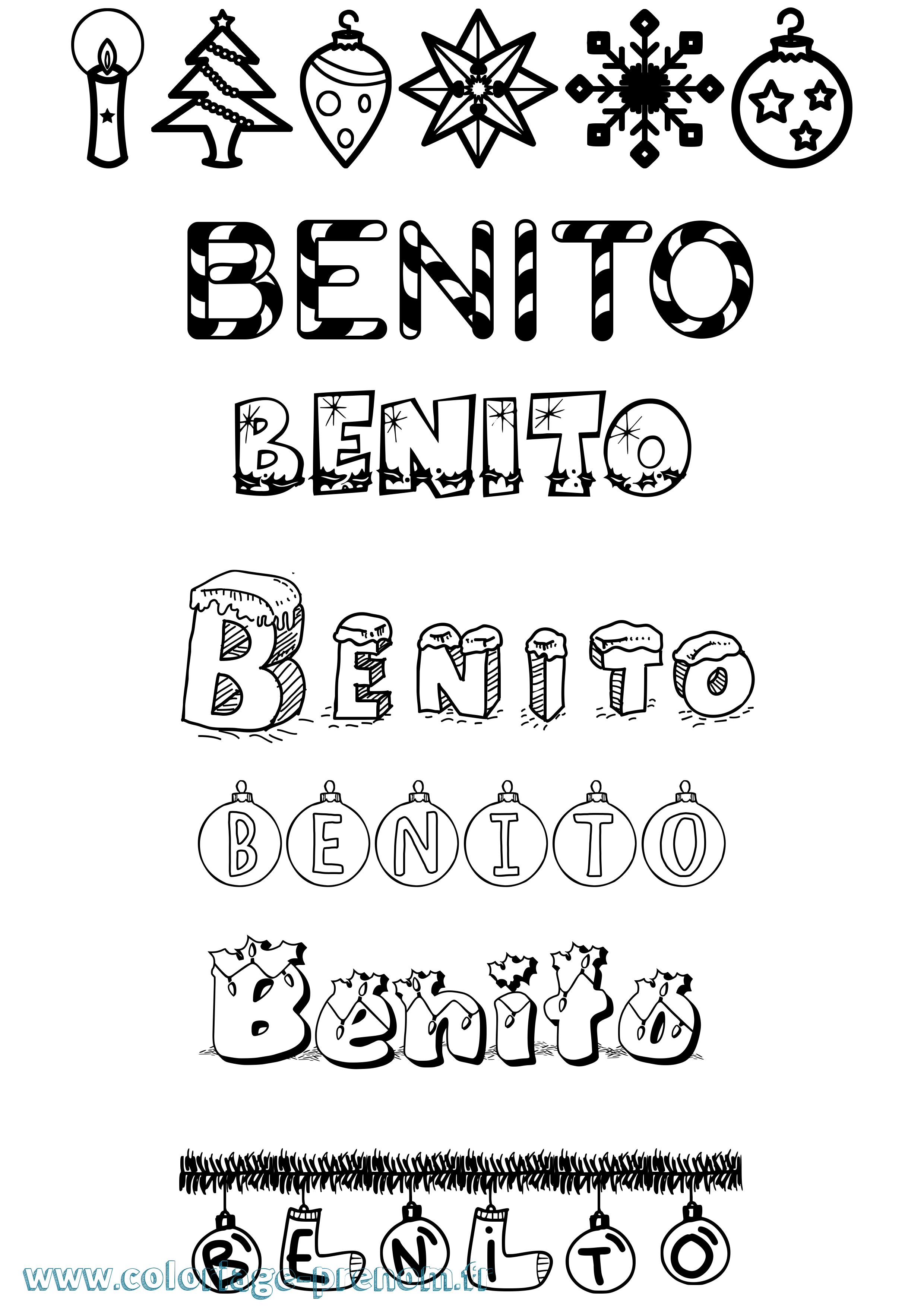 Coloriage prénom Benito Noël