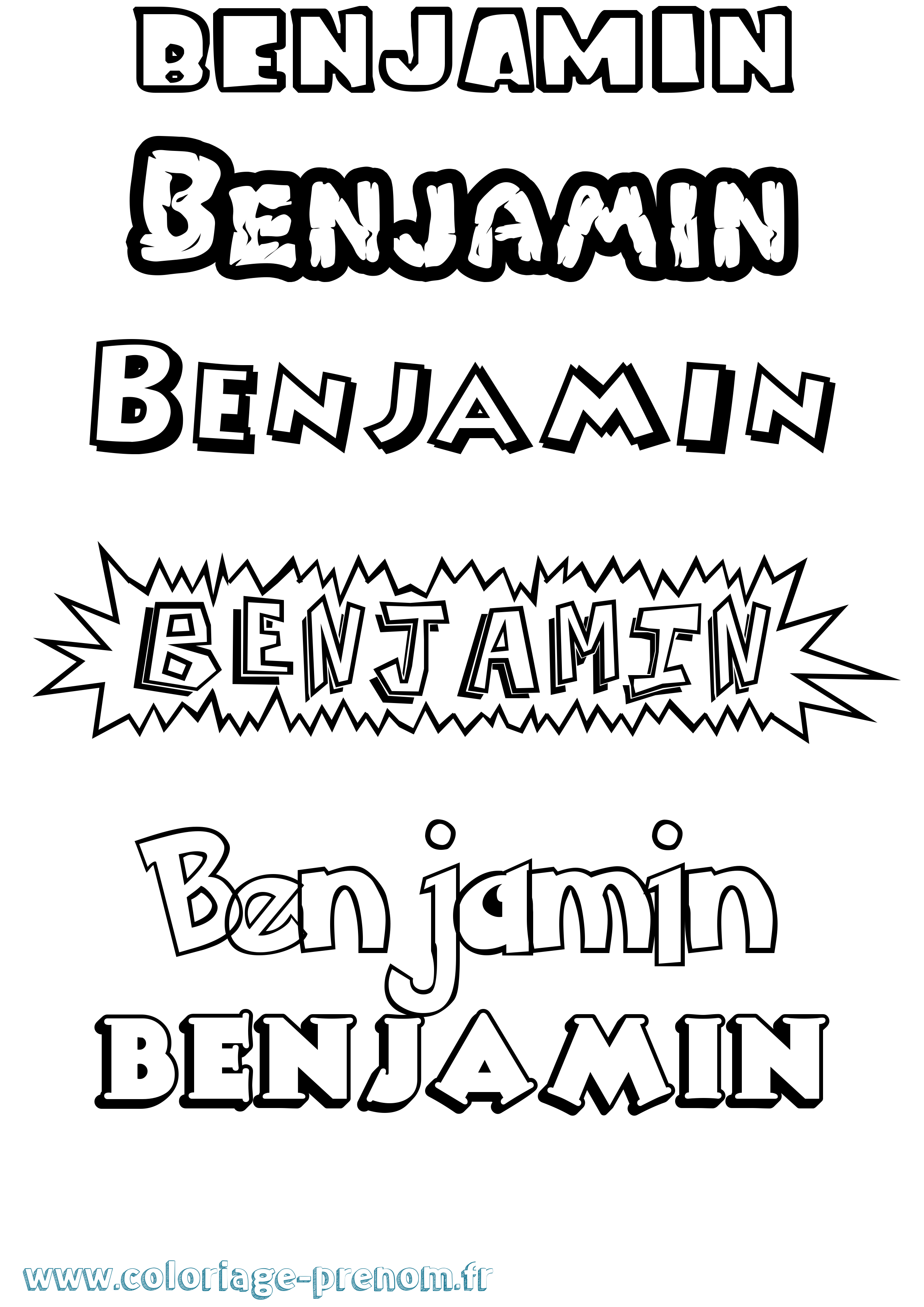 Coloriage prénom Benjamin Dessin Animé