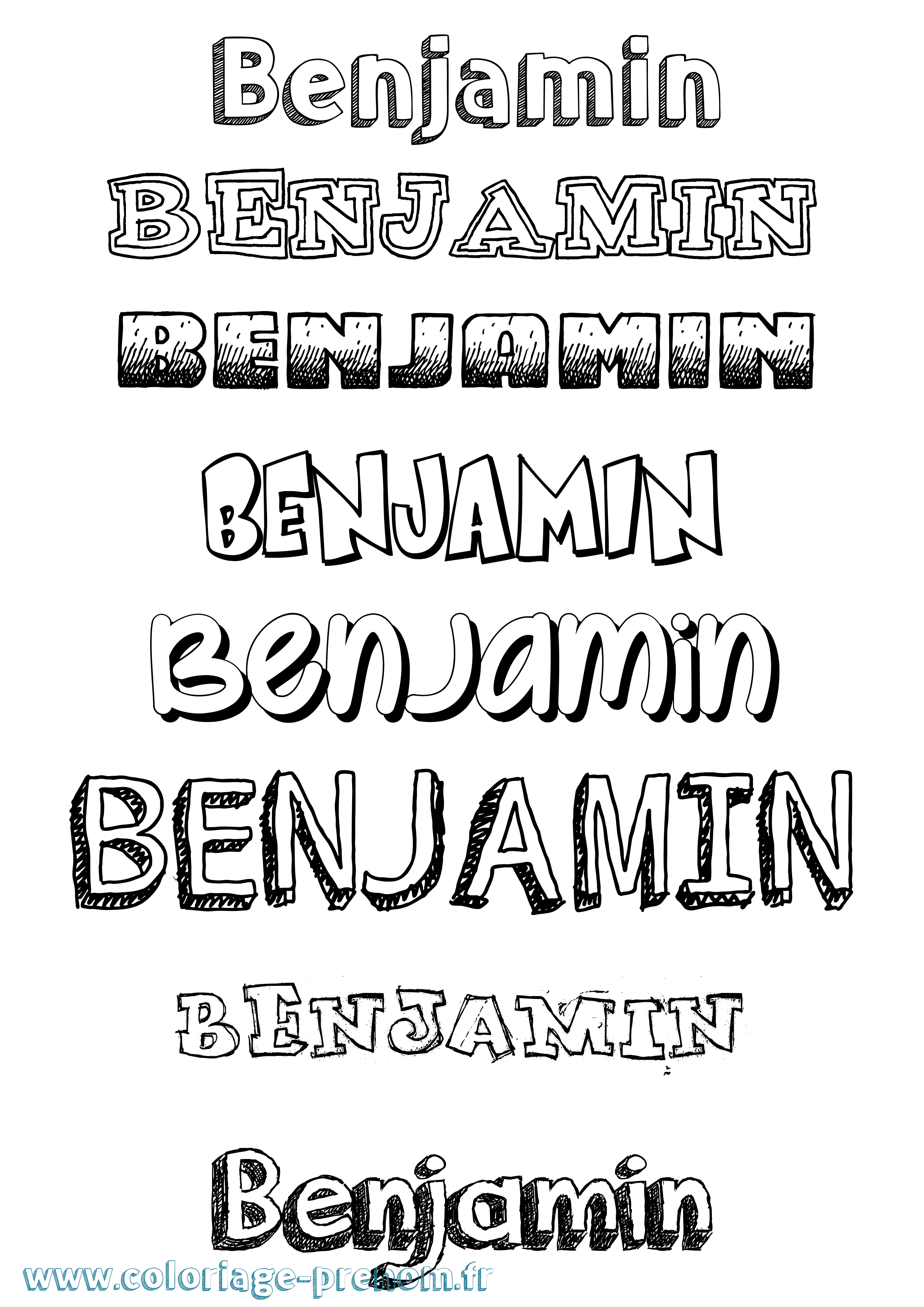 Coloriage prénom Benjamin Dessiné