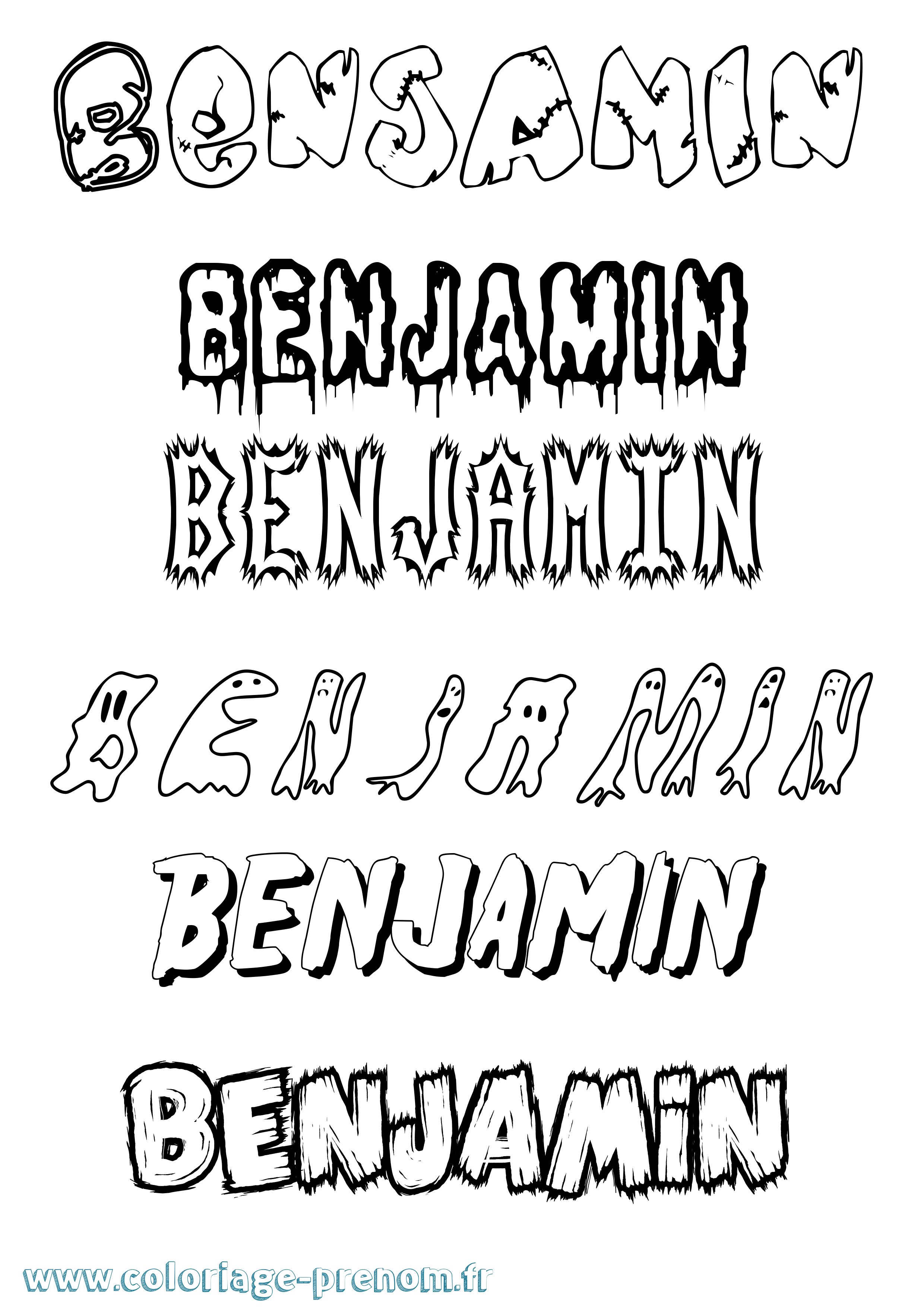 Coloriage prénom Benjamin Frisson