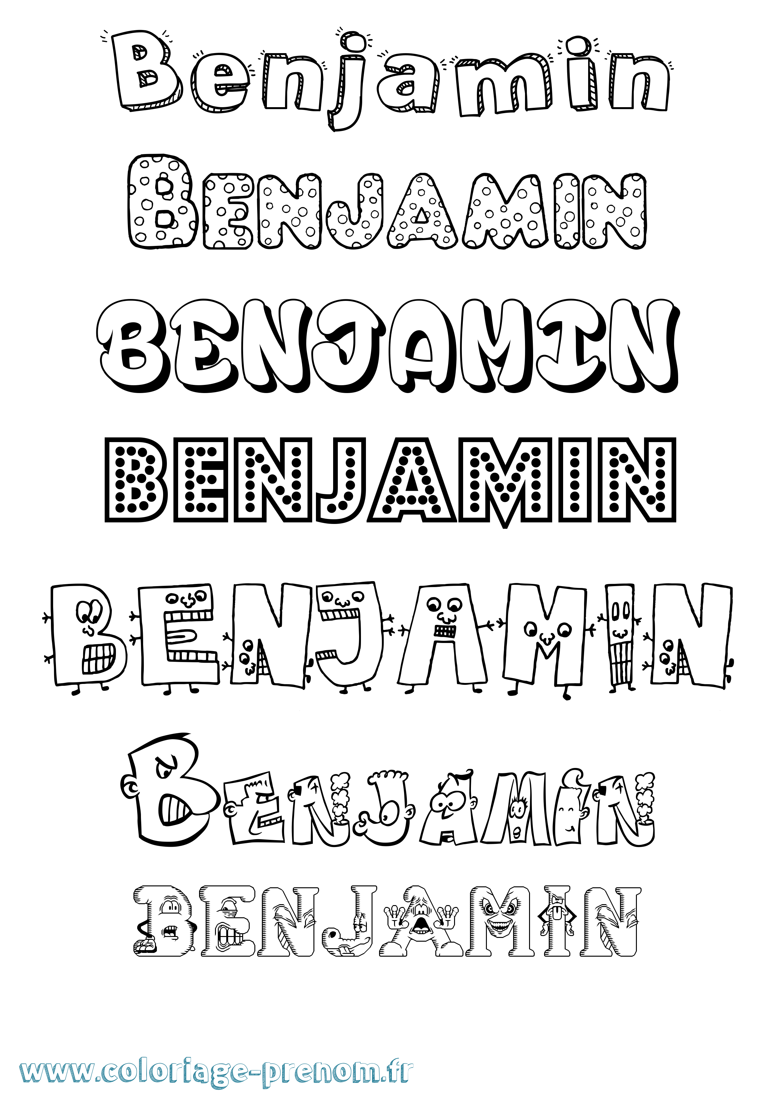 Coloriage prénom Benjamin Fun
