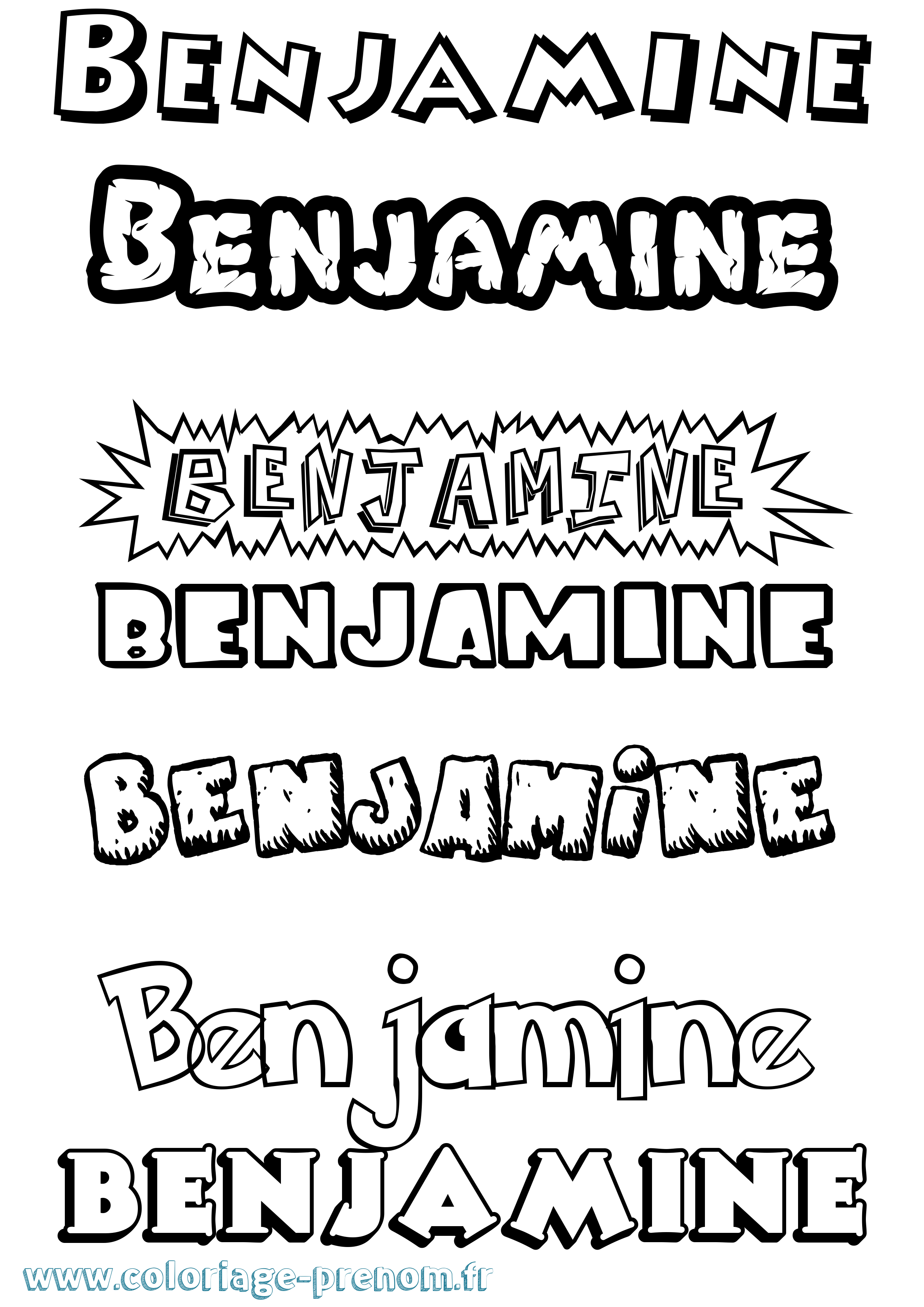 Coloriage prénom Benjamine Dessin Animé