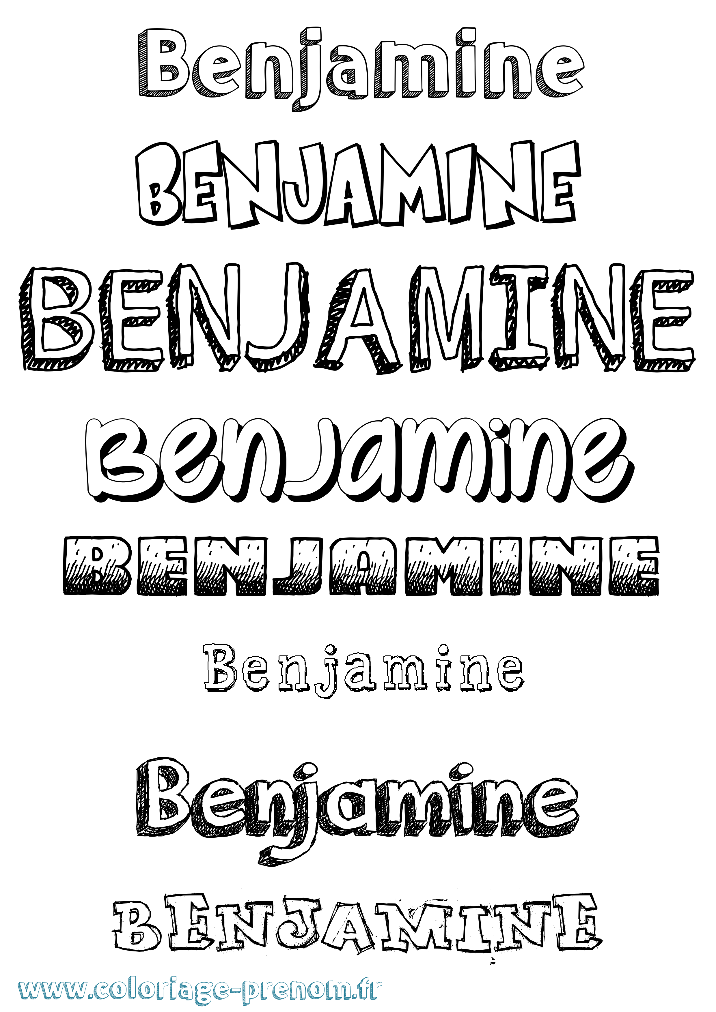 Coloriage prénom Benjamine Dessiné
