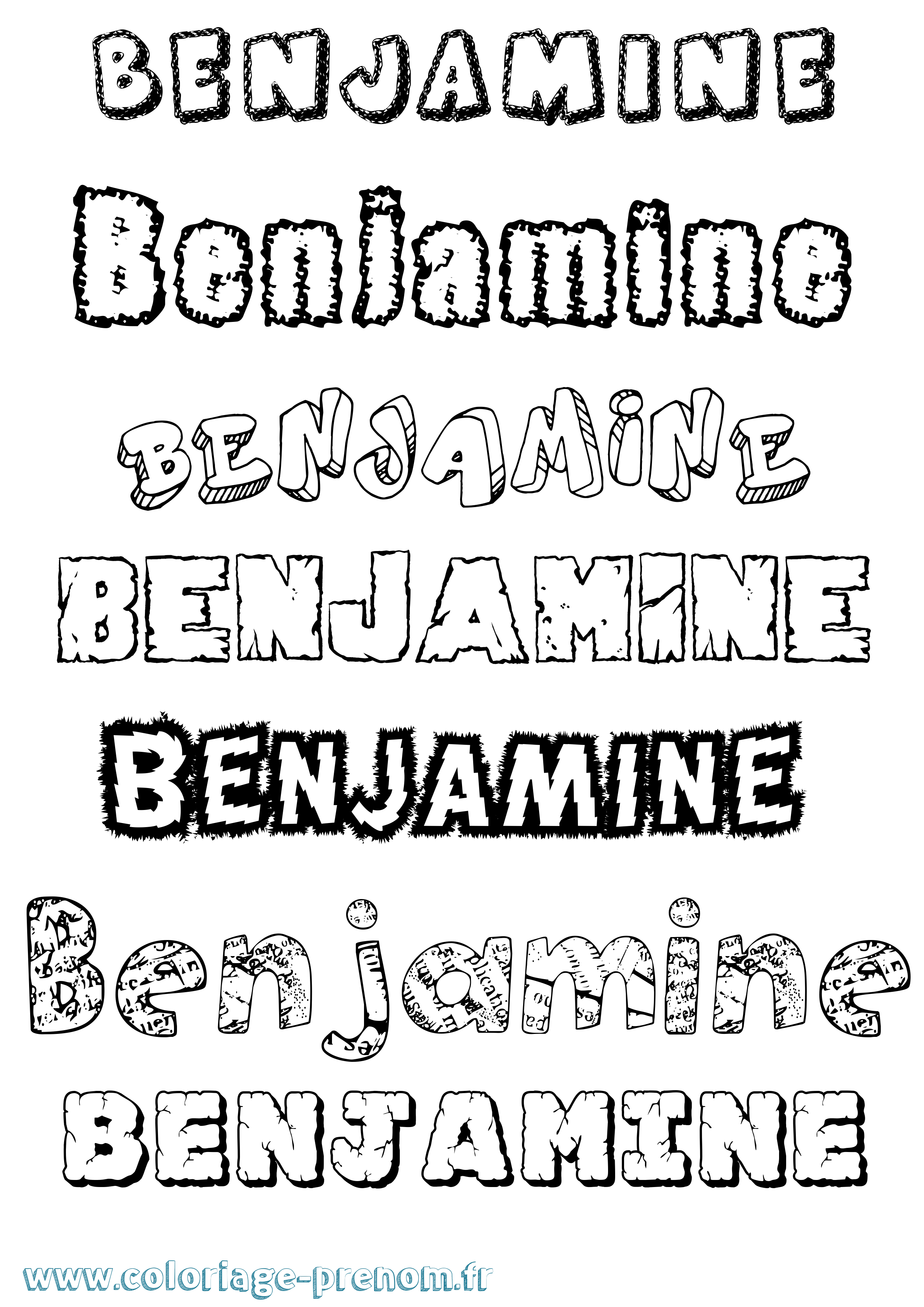 Coloriage prénom Benjamine Destructuré