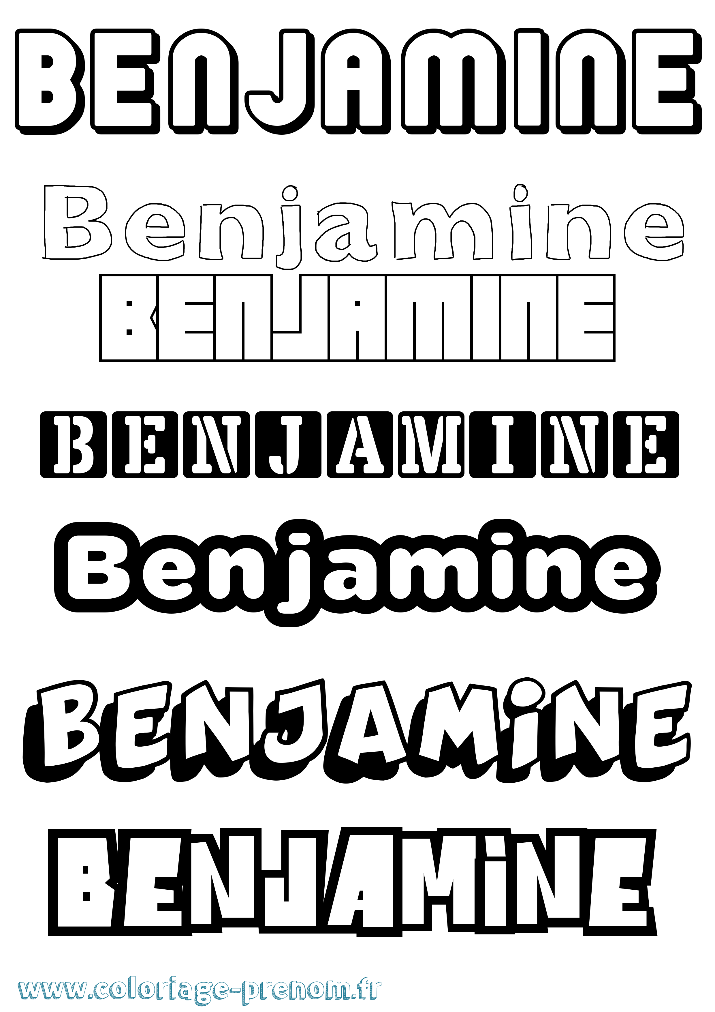 Coloriage prénom Benjamine Simple