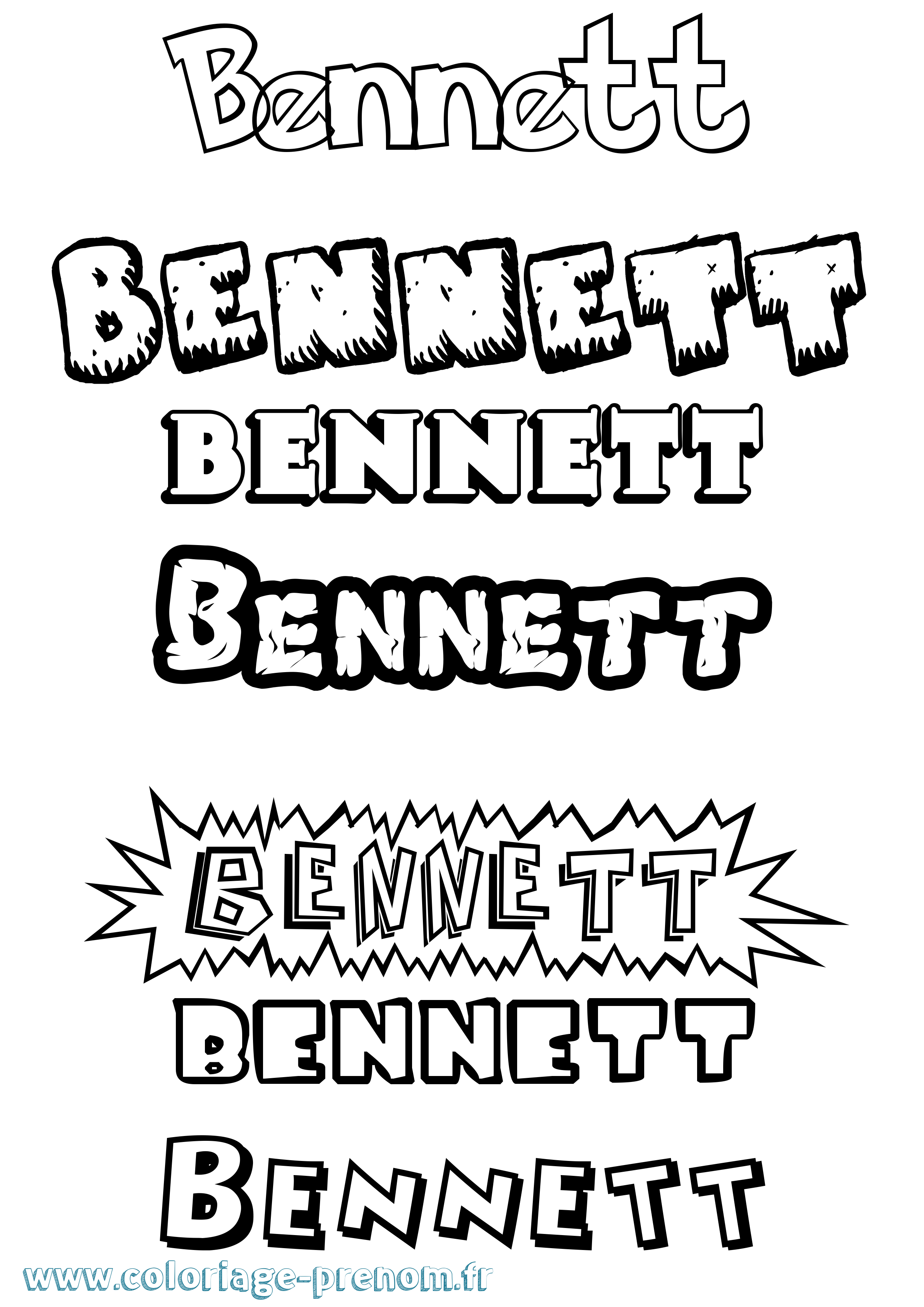 Coloriage prénom Bennett Dessin Animé