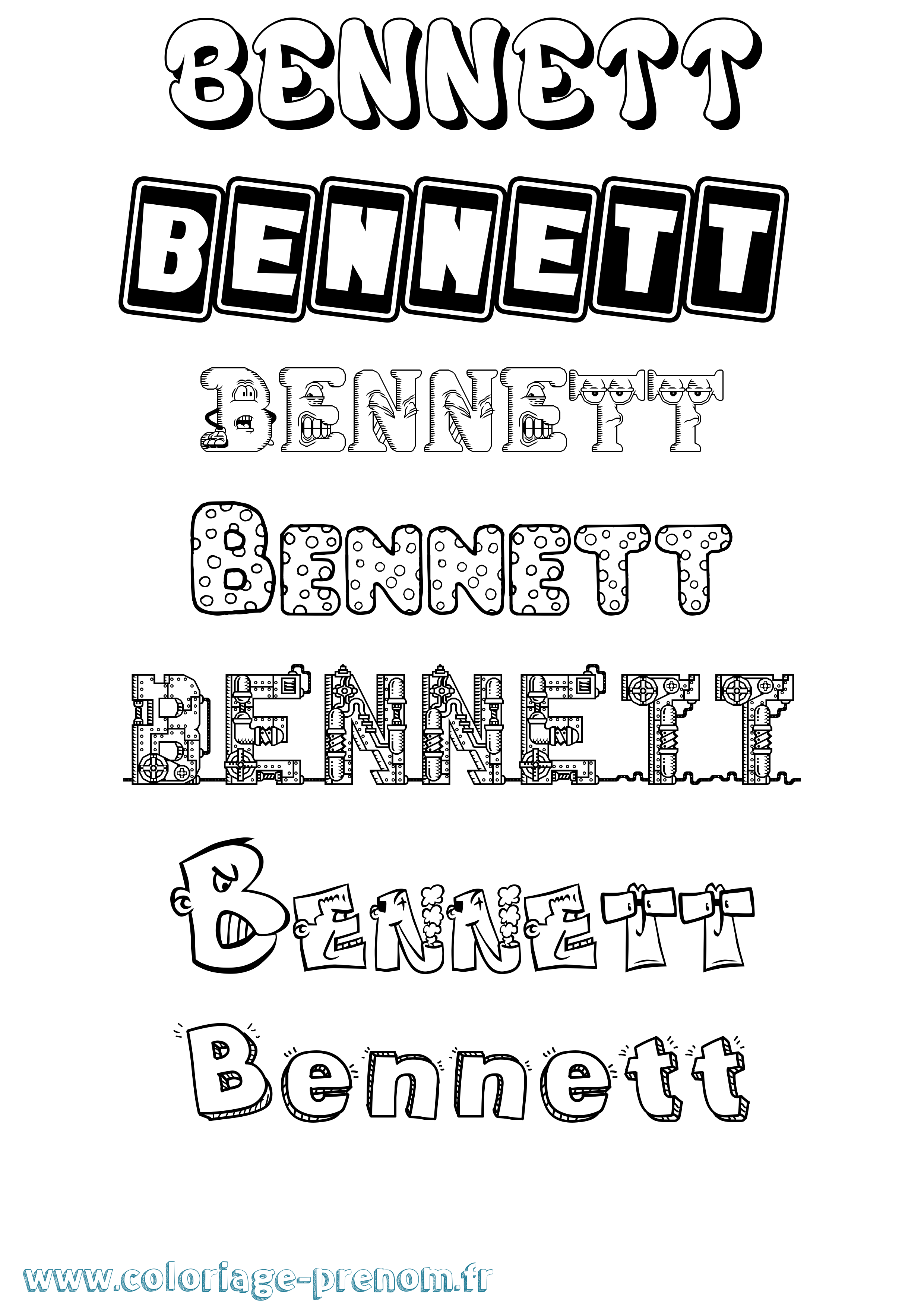 Coloriage prénom Bennett Fun