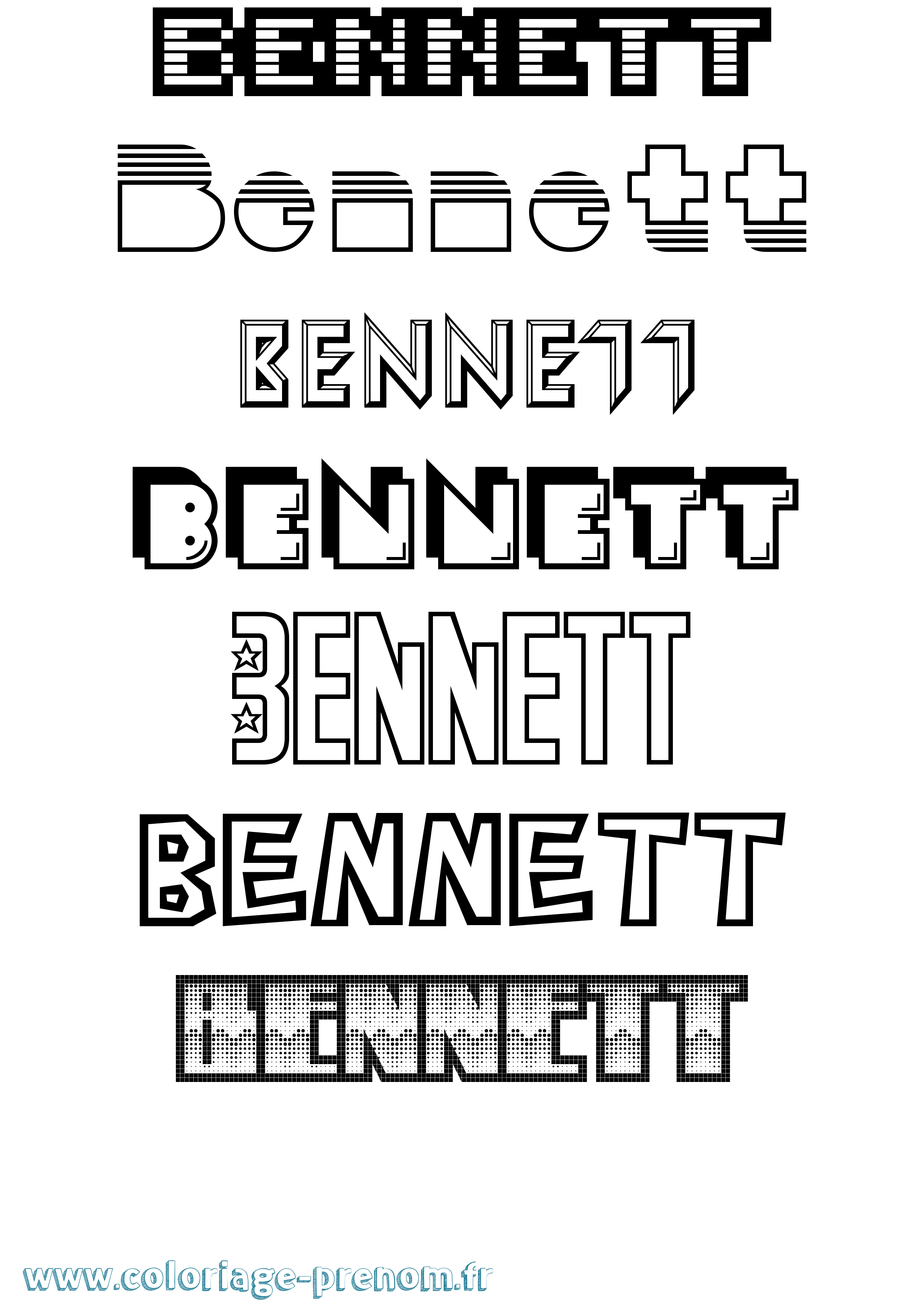 Coloriage prénom Bennett Jeux Vidéos