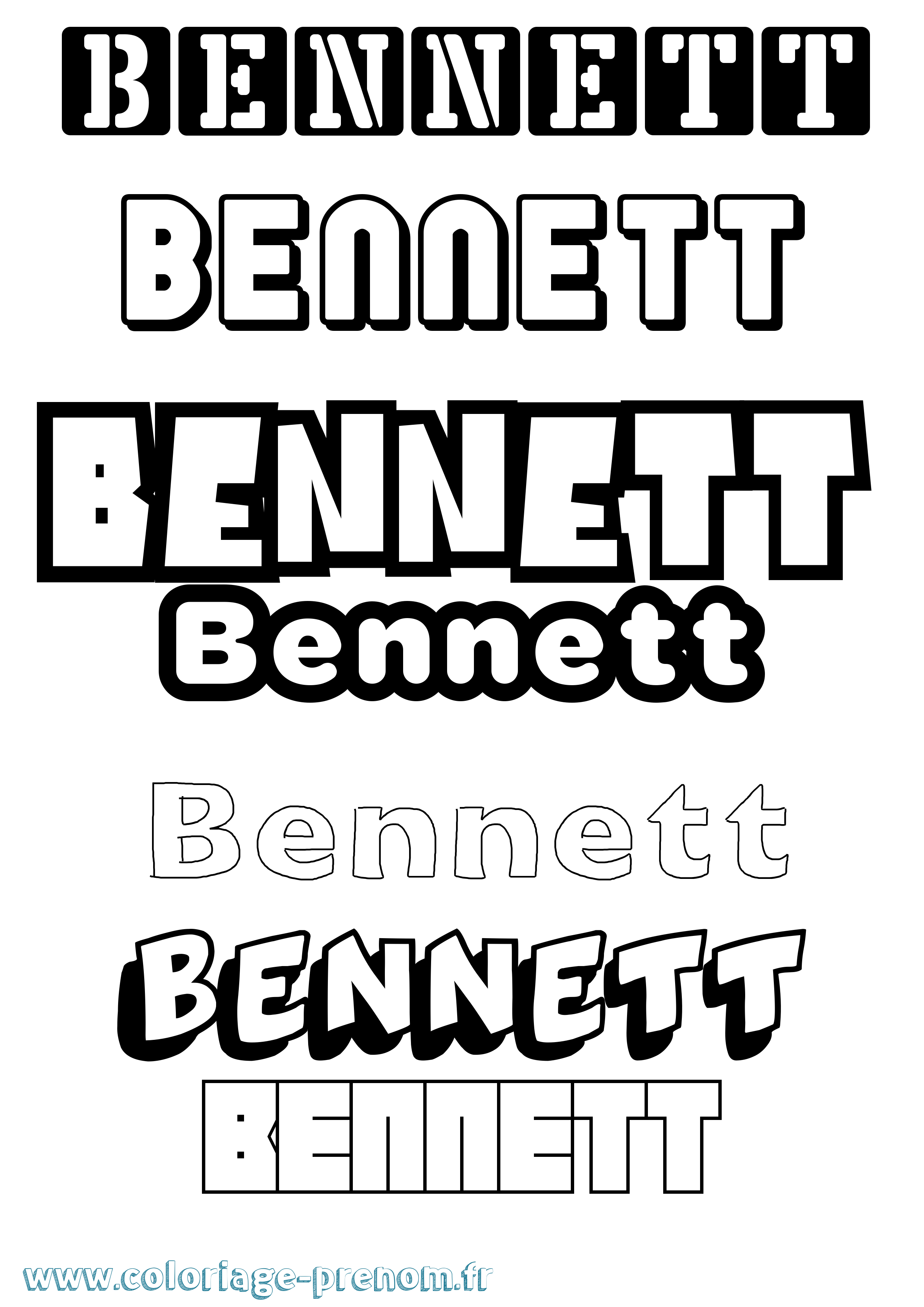 Coloriage prénom Bennett Simple
