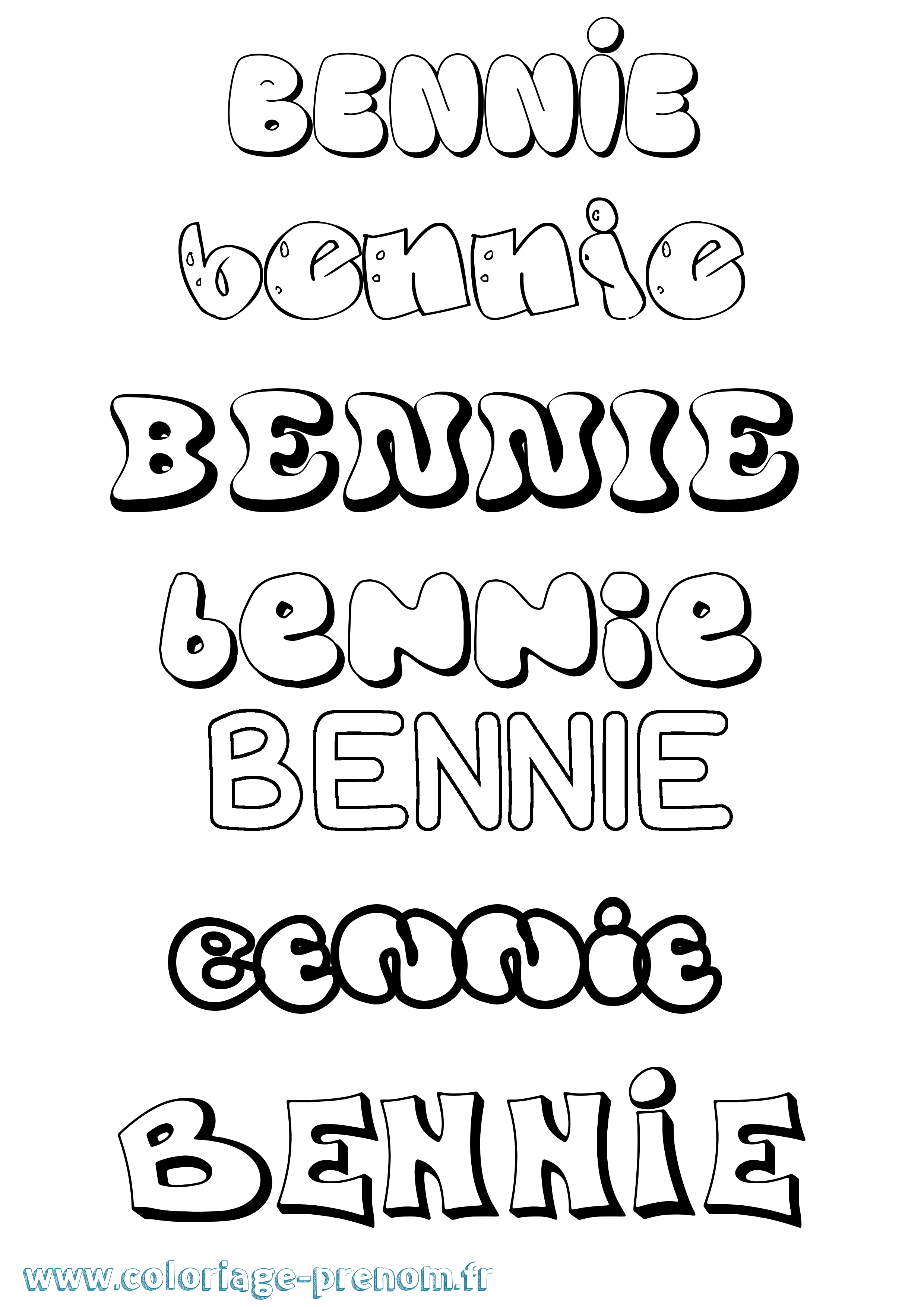 Coloriage prénom Bennie Bubble