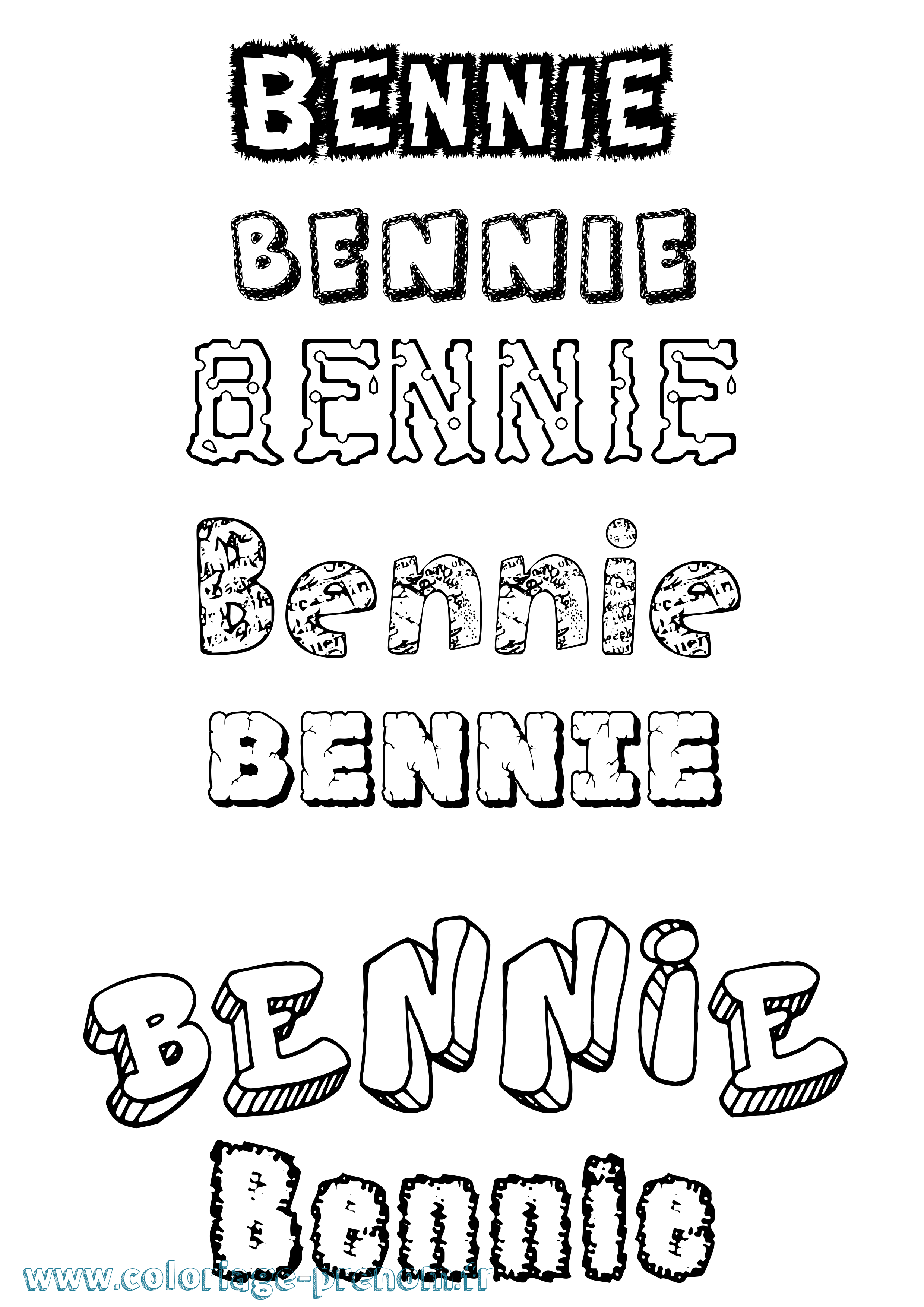 Coloriage prénom Bennie Destructuré