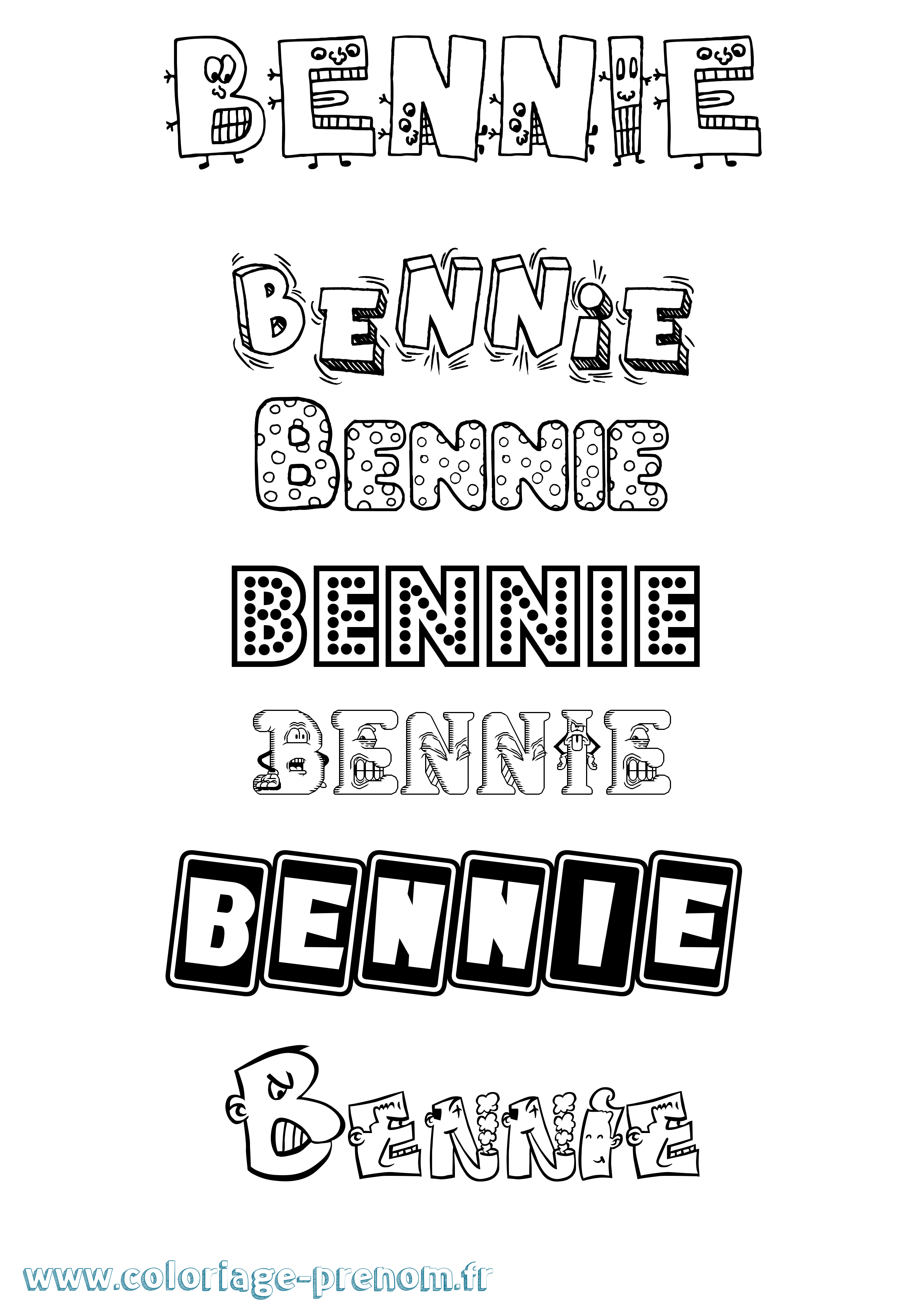 Coloriage prénom Bennie Fun