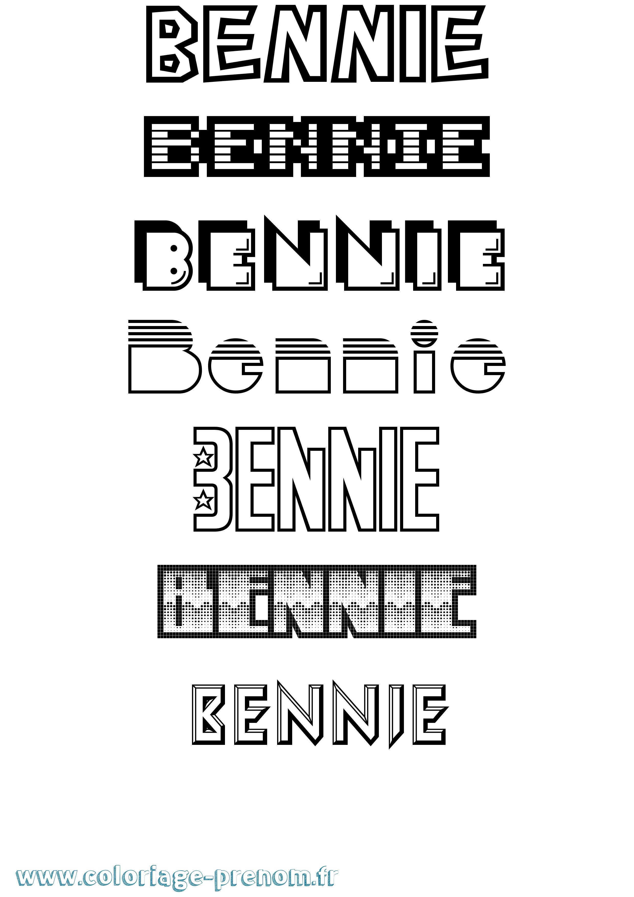 Coloriage prénom Bennie Jeux Vidéos