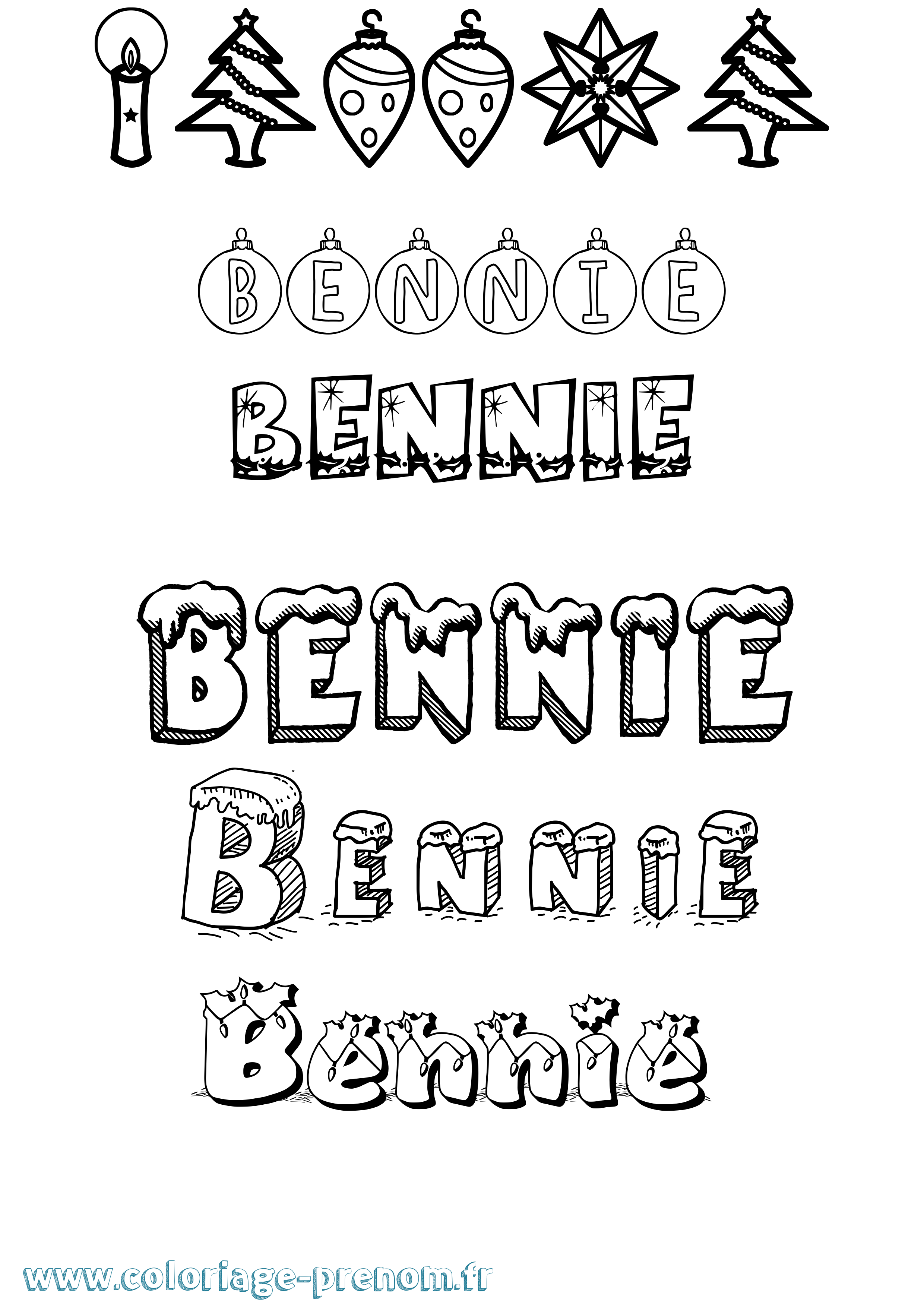 Coloriage prénom Bennie Noël