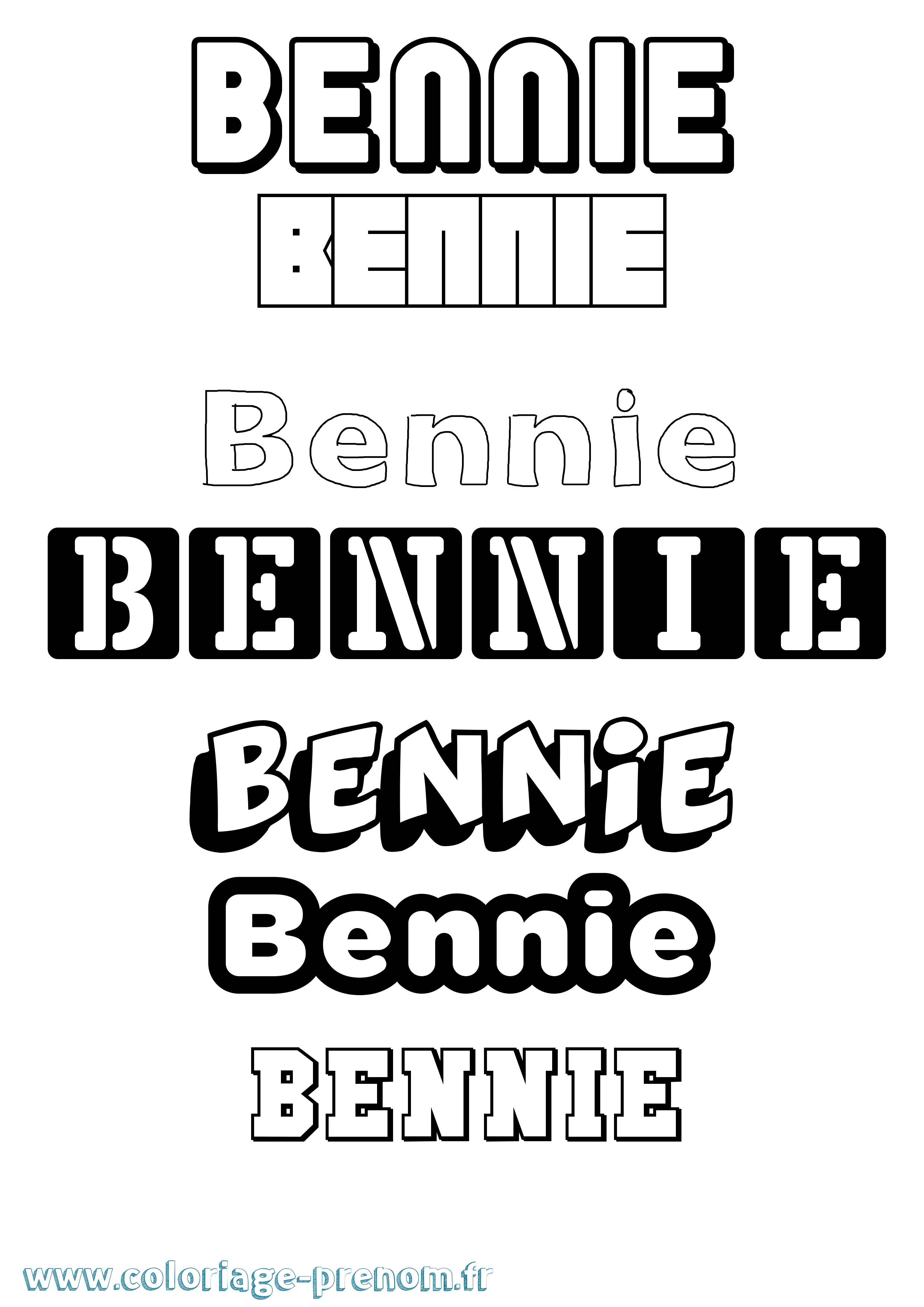 Coloriage prénom Bennie Simple