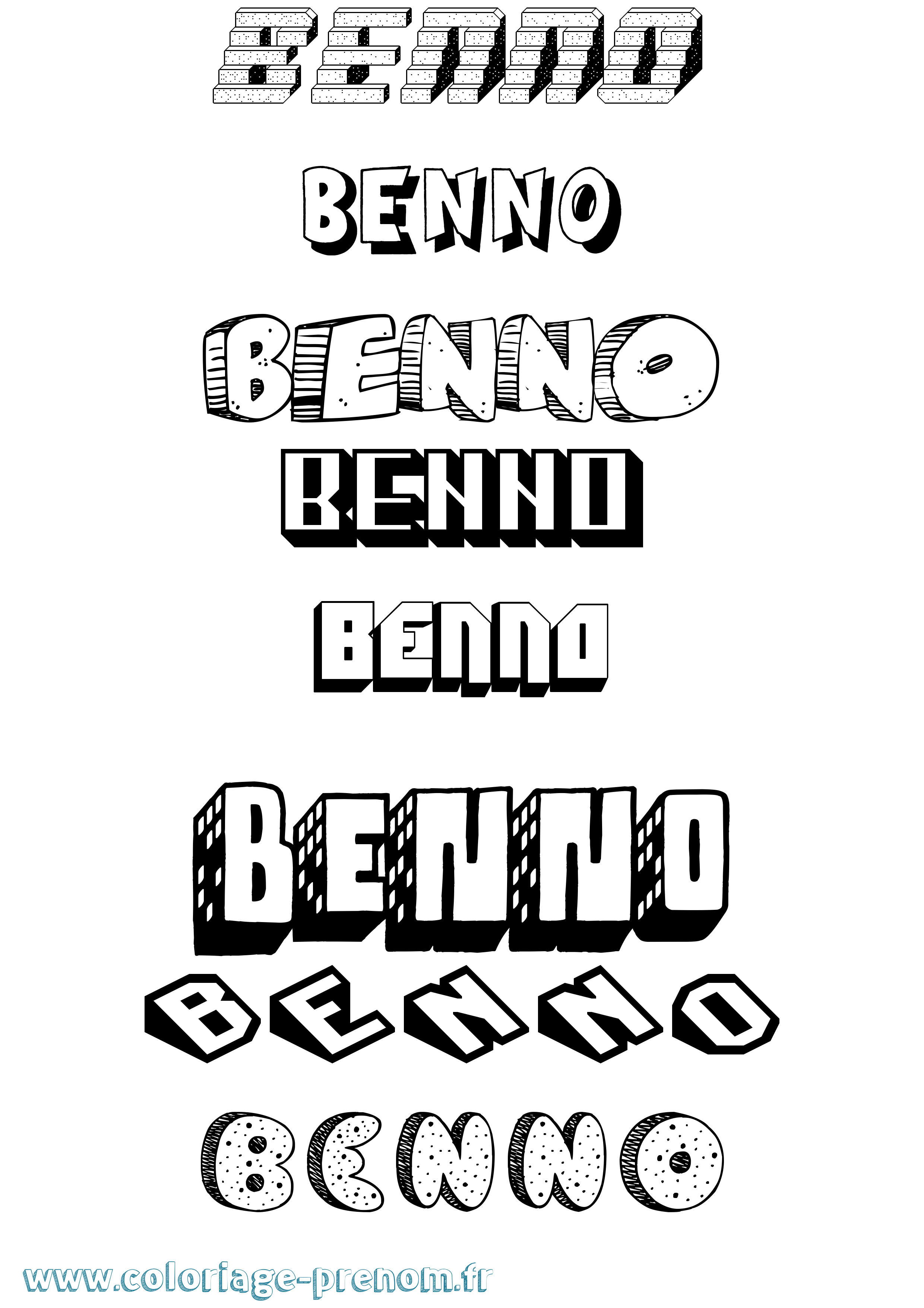 Coloriage Benno Effet 3D Coloriage prénom Benno Effet 3D
