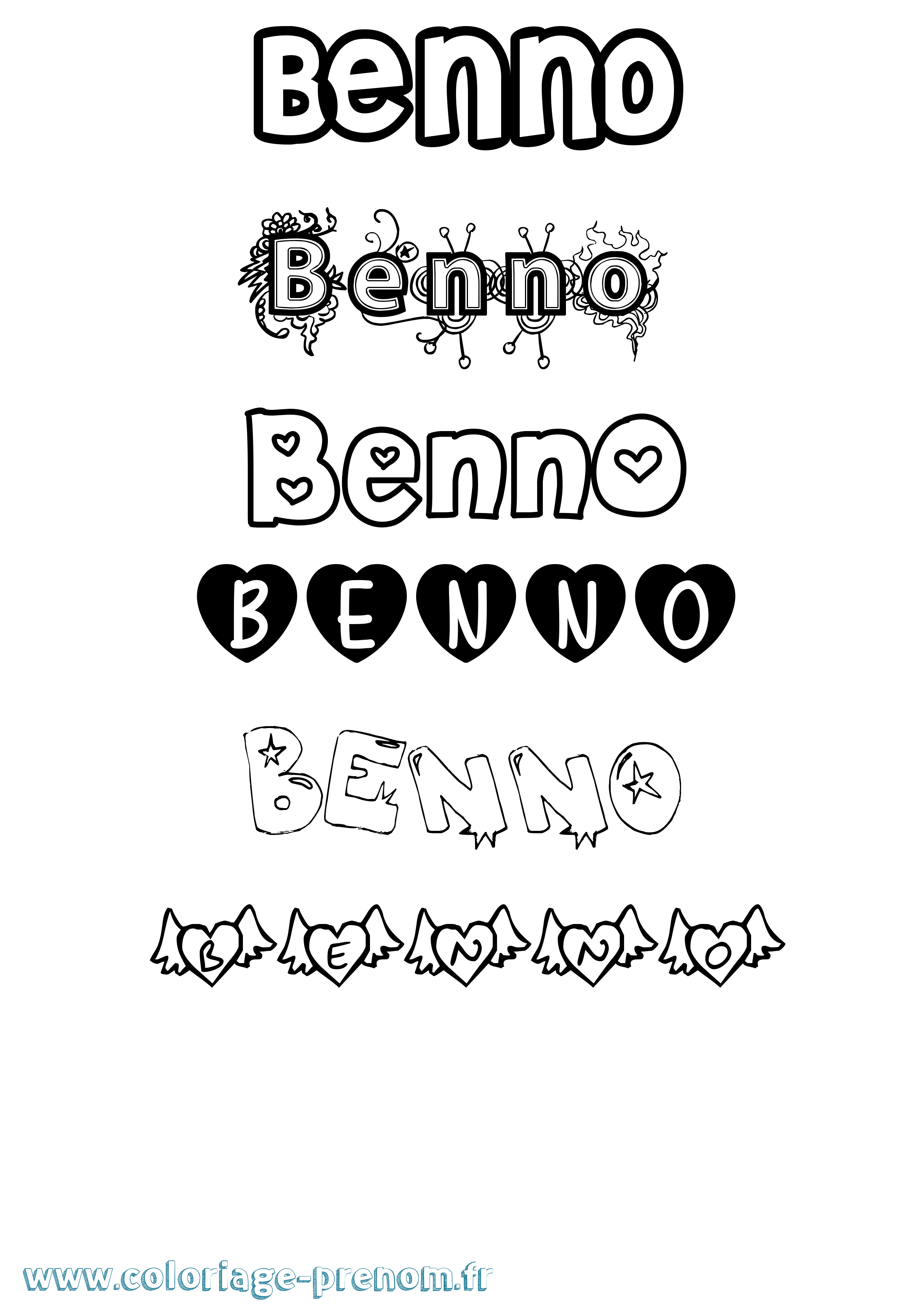 Coloriage Benno Girly Coloriage prénom Benno Girly