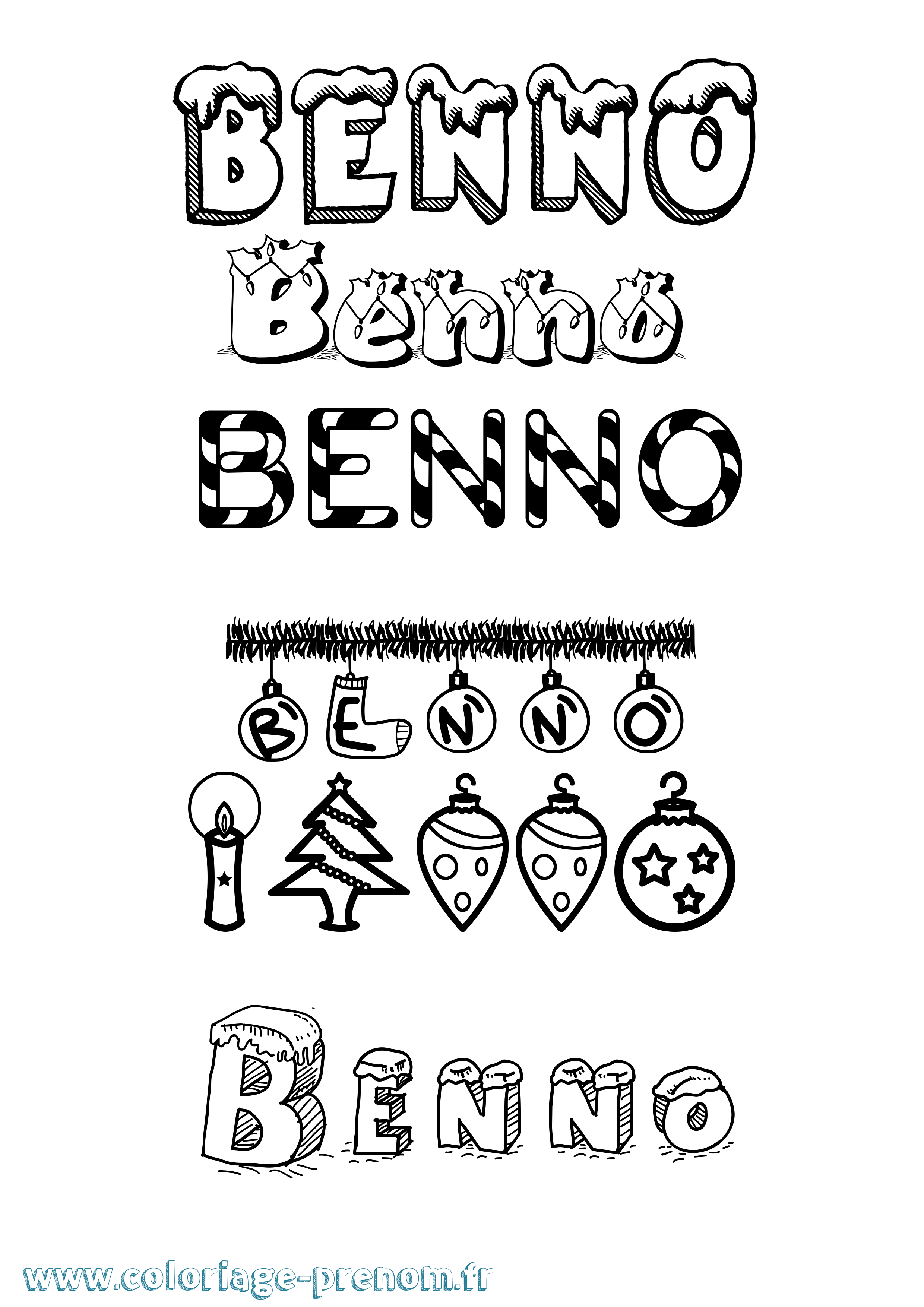 Coloriage Benno Noël Coloriage prénom Benno Noël