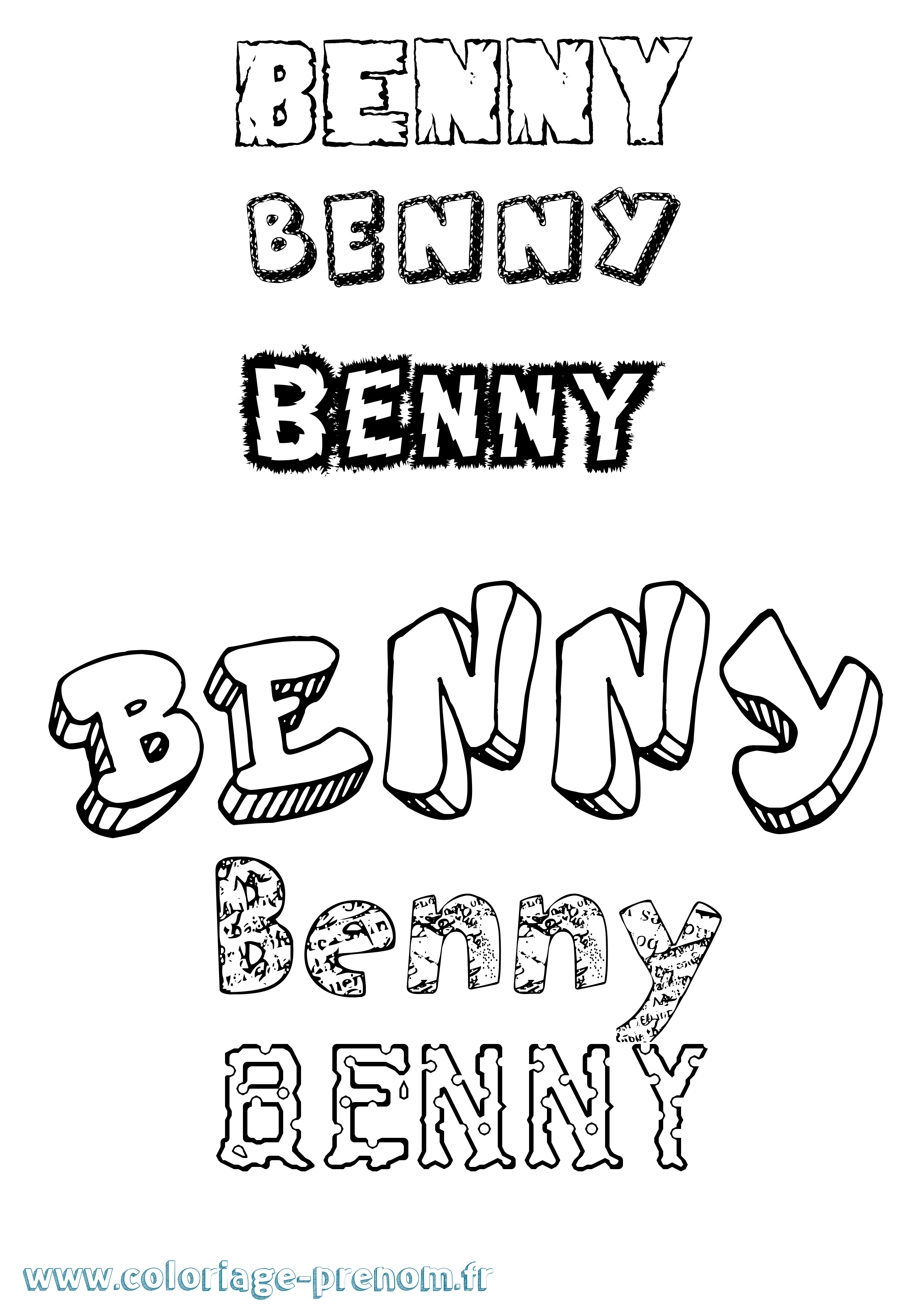 Coloriage prénom Benny Destructuré