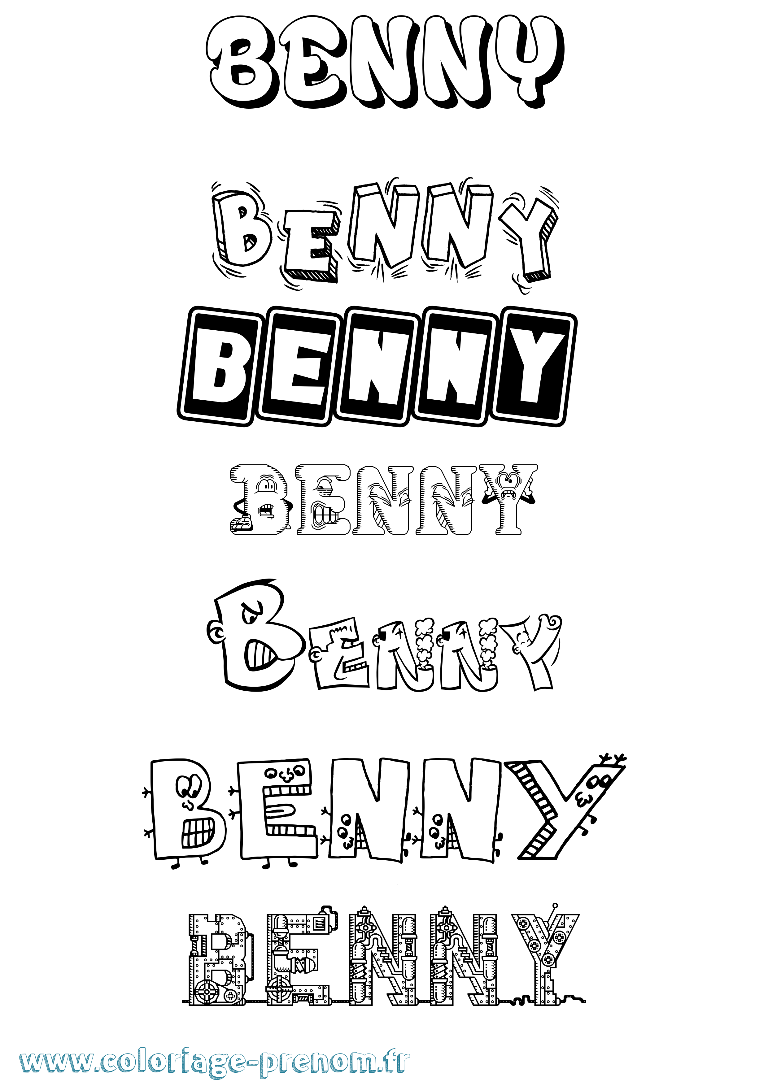 Coloriage prénom Benny Fun