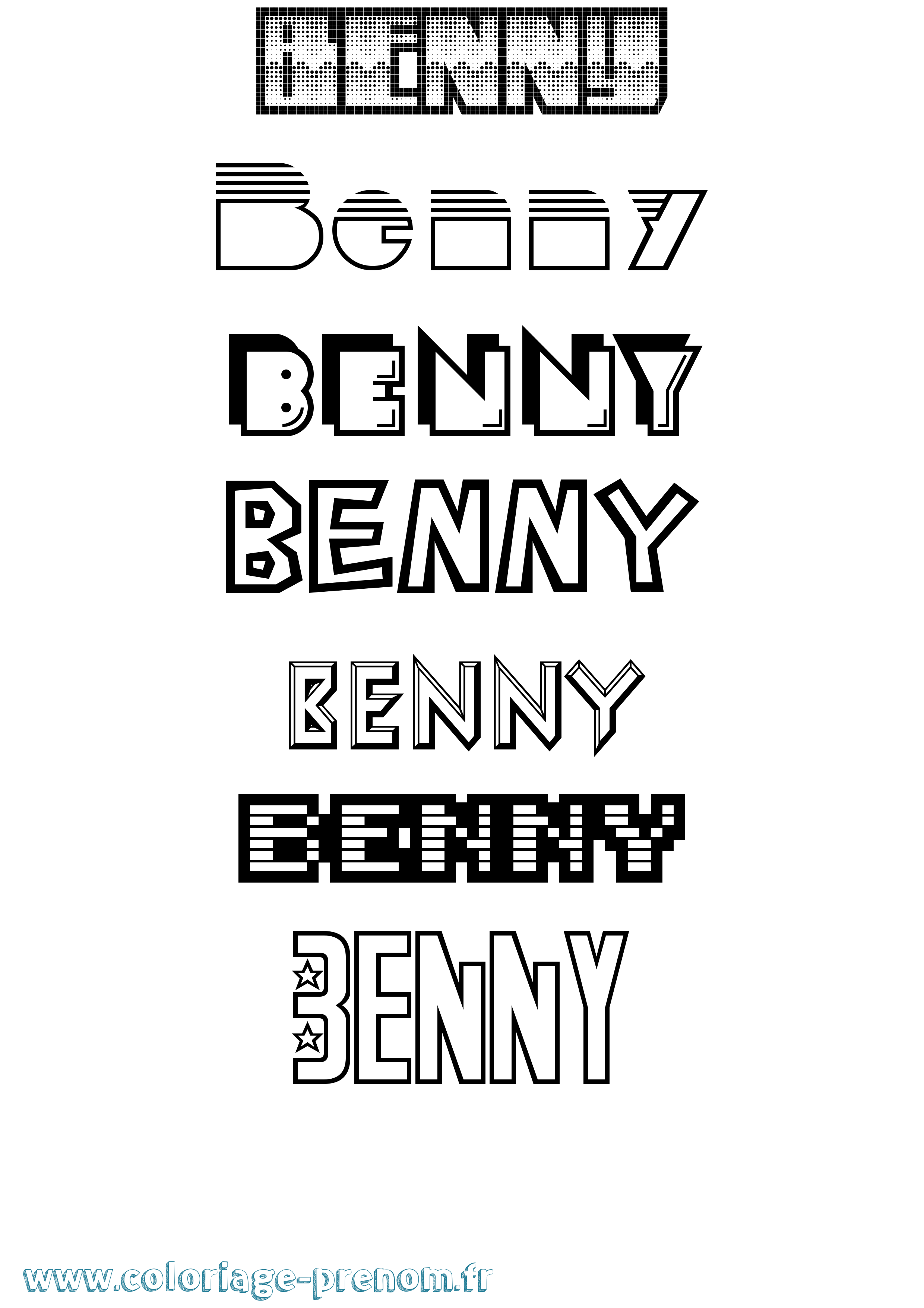 Coloriage prénom Benny Jeux Vidéos