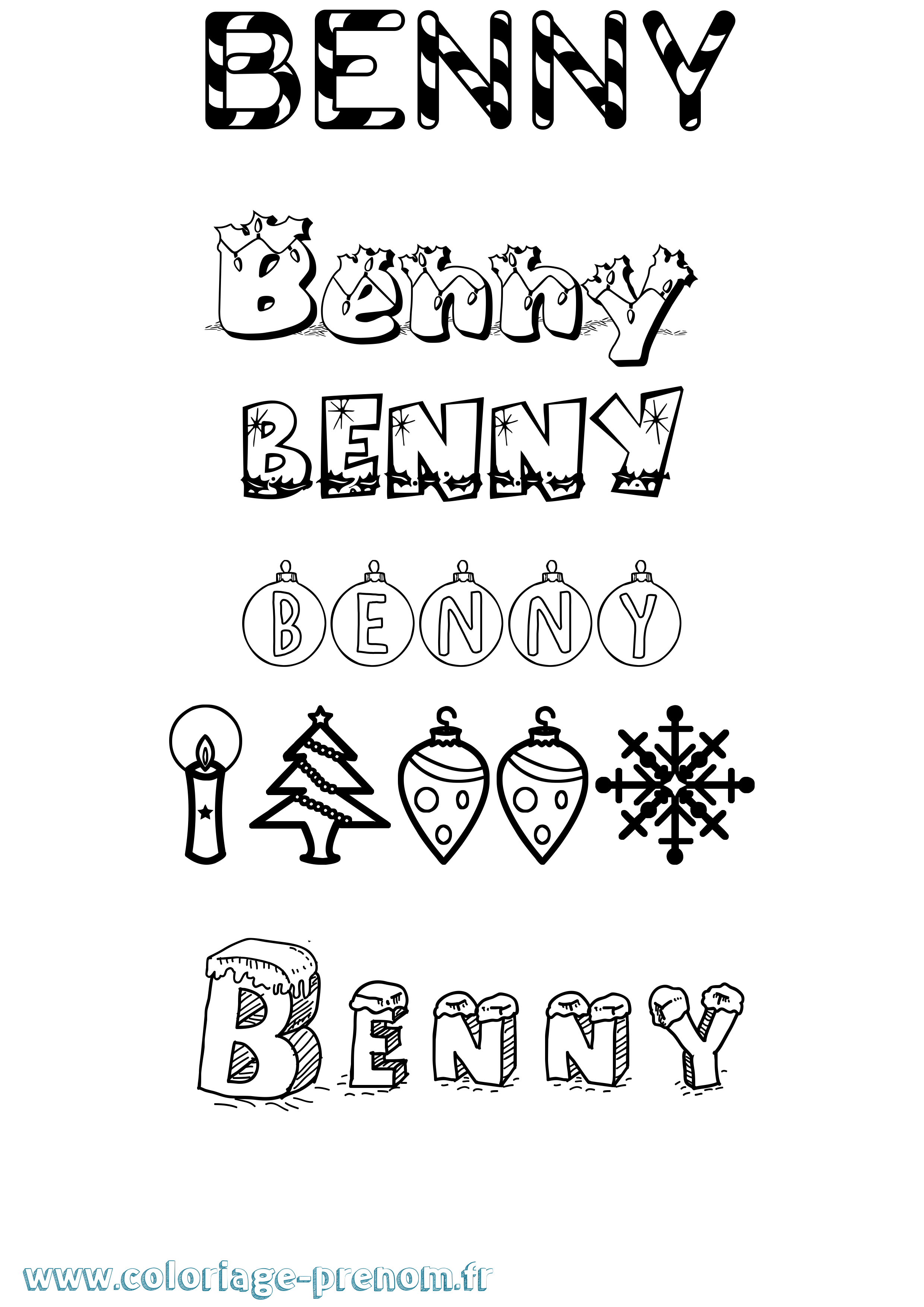 Coloriage prénom Benny Noël