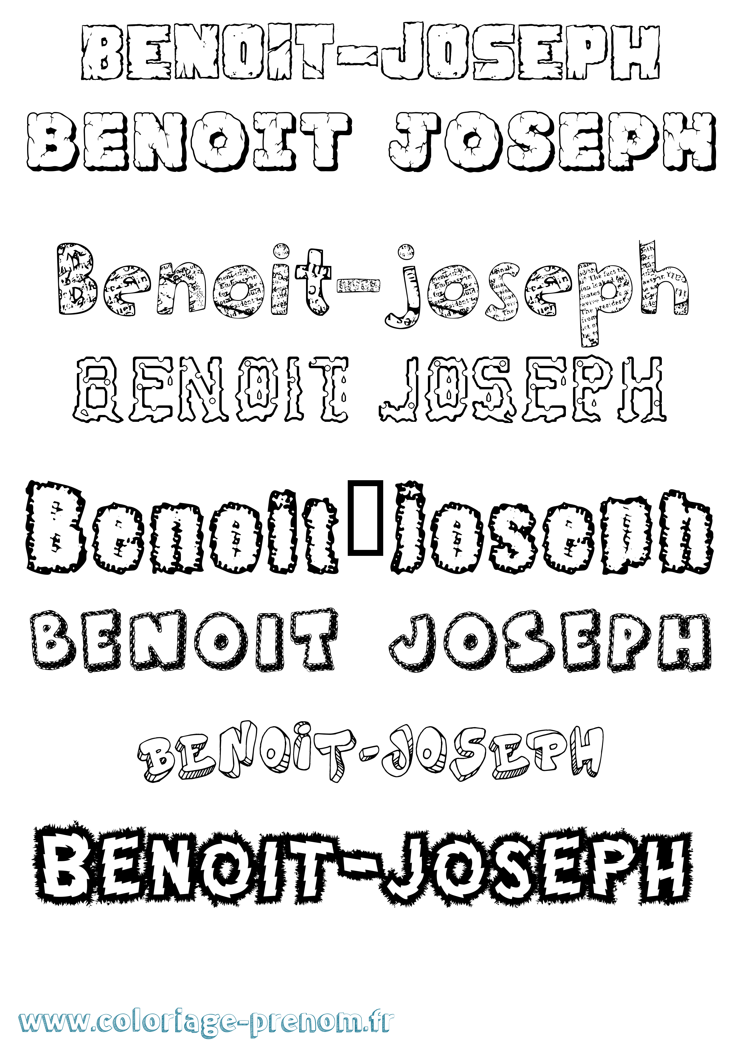 Coloriage prénom Benoît-Joseph Destructuré