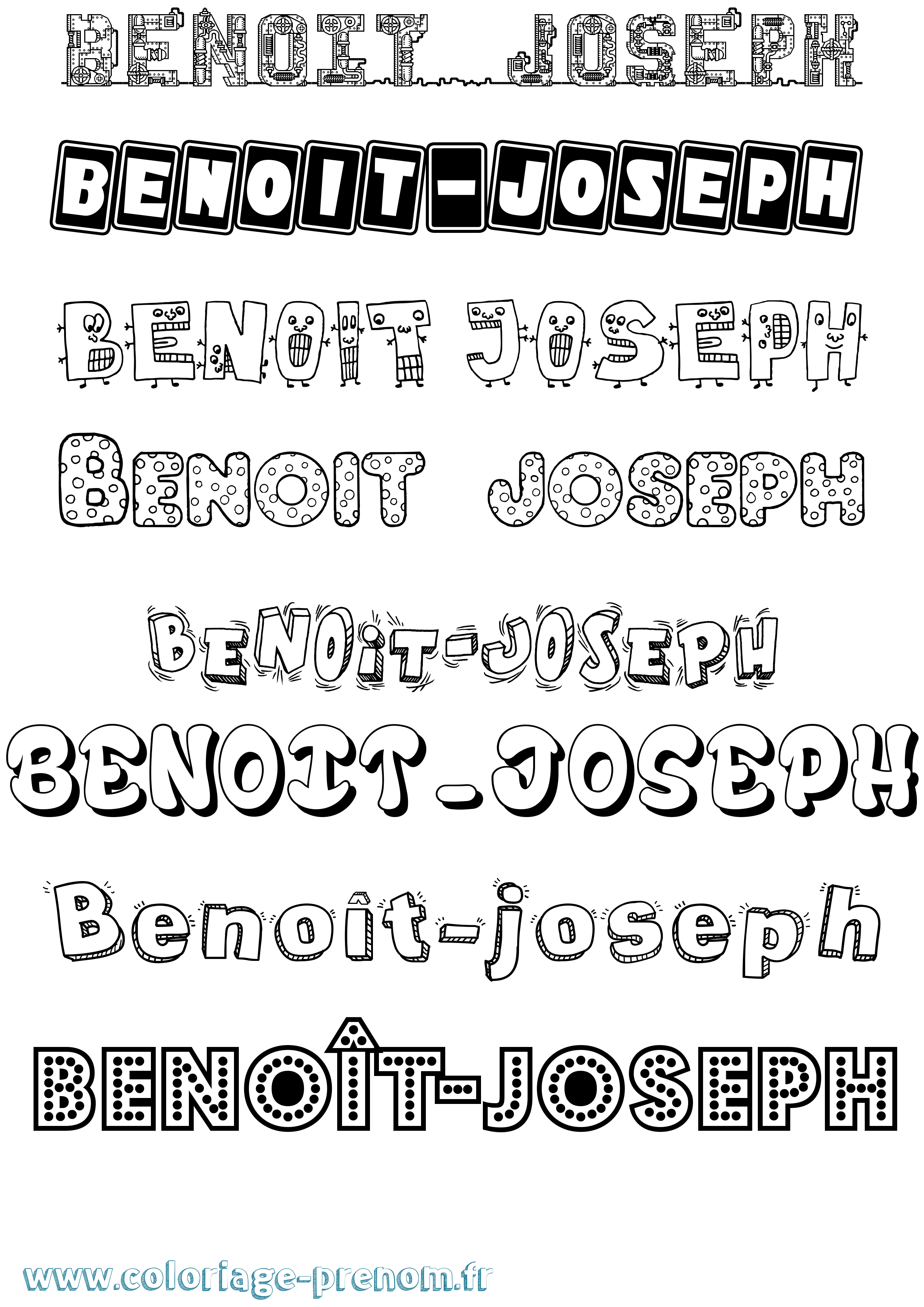 Coloriage prénom Benoît-Joseph Fun