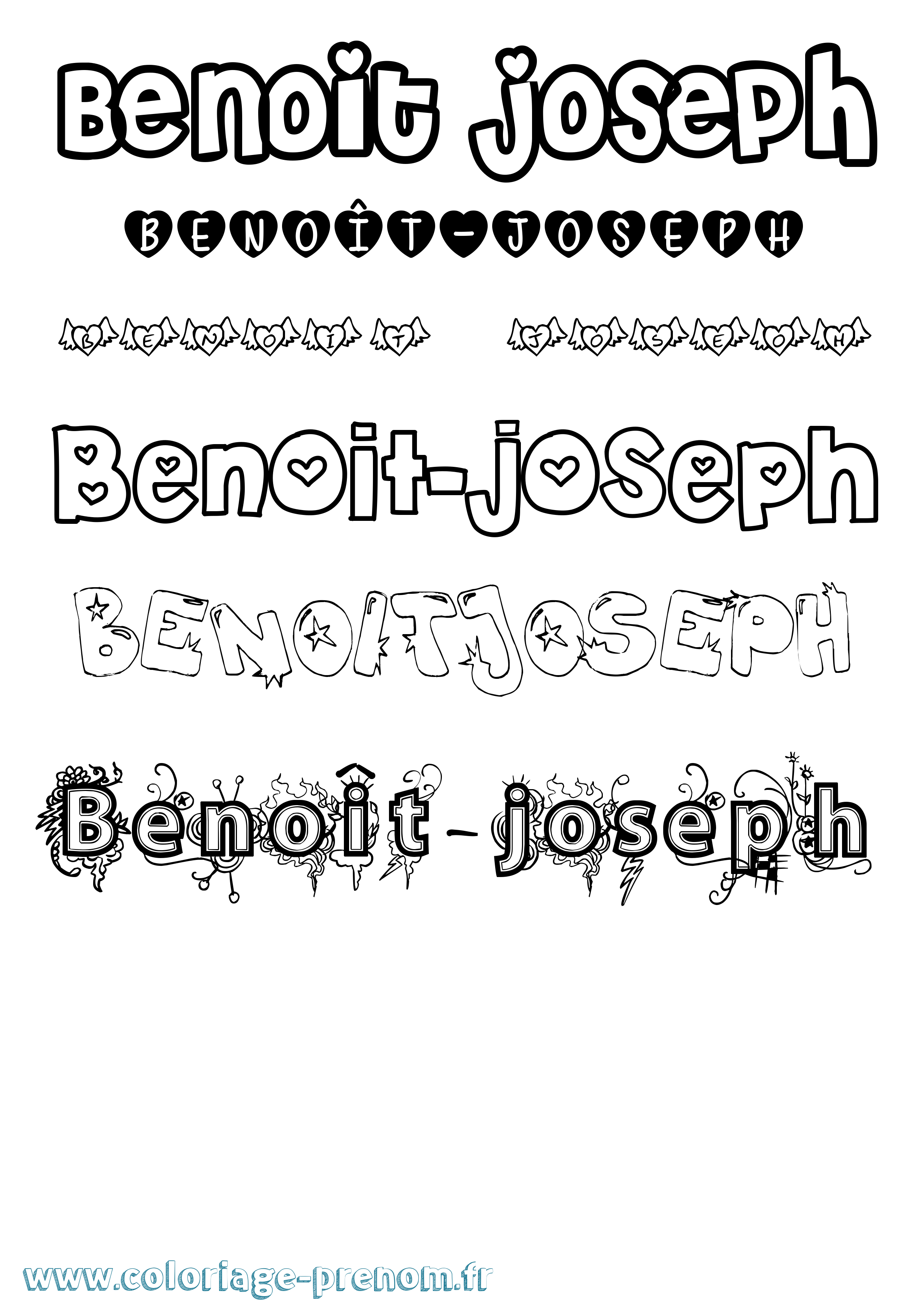 Coloriage prénom Benoît-Joseph Girly