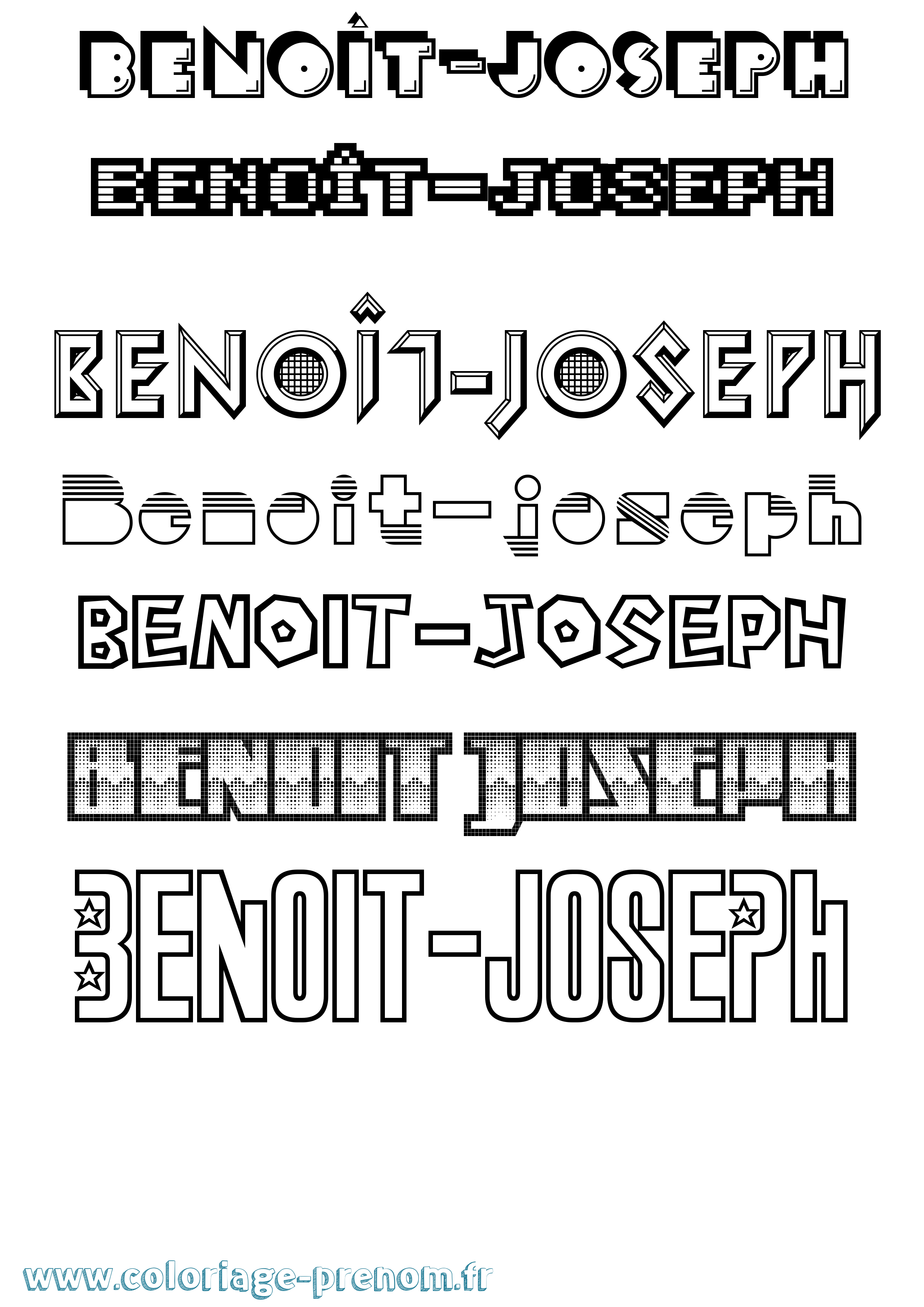 Coloriage prénom Benoît-Joseph Jeux Vidéos