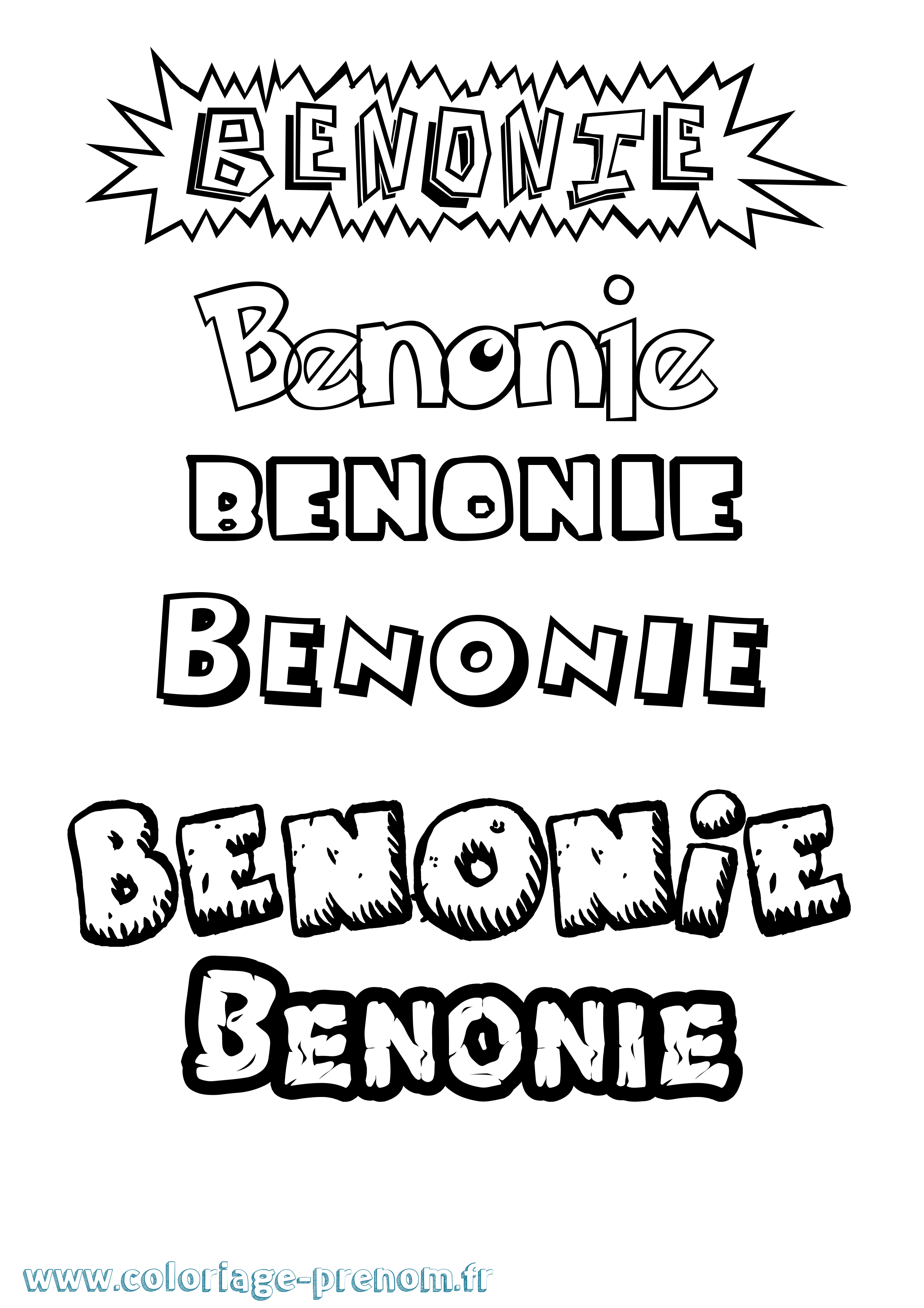 Coloriage Benonie Dessin Animé Coloriage prénom Benonie Dessin Animé
