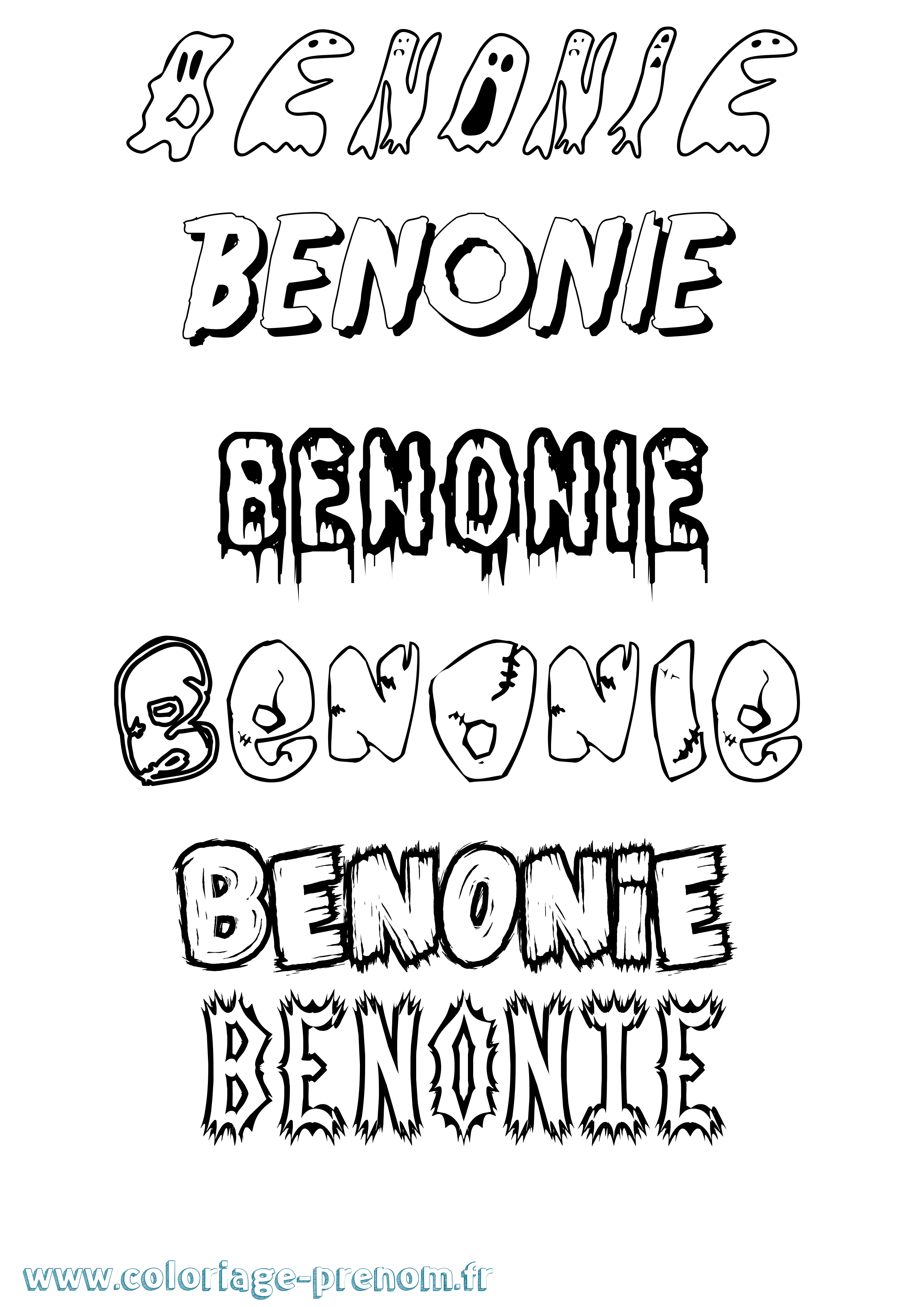 Coloriage Benonie Frisson Coloriage prénom Benonie Frisson