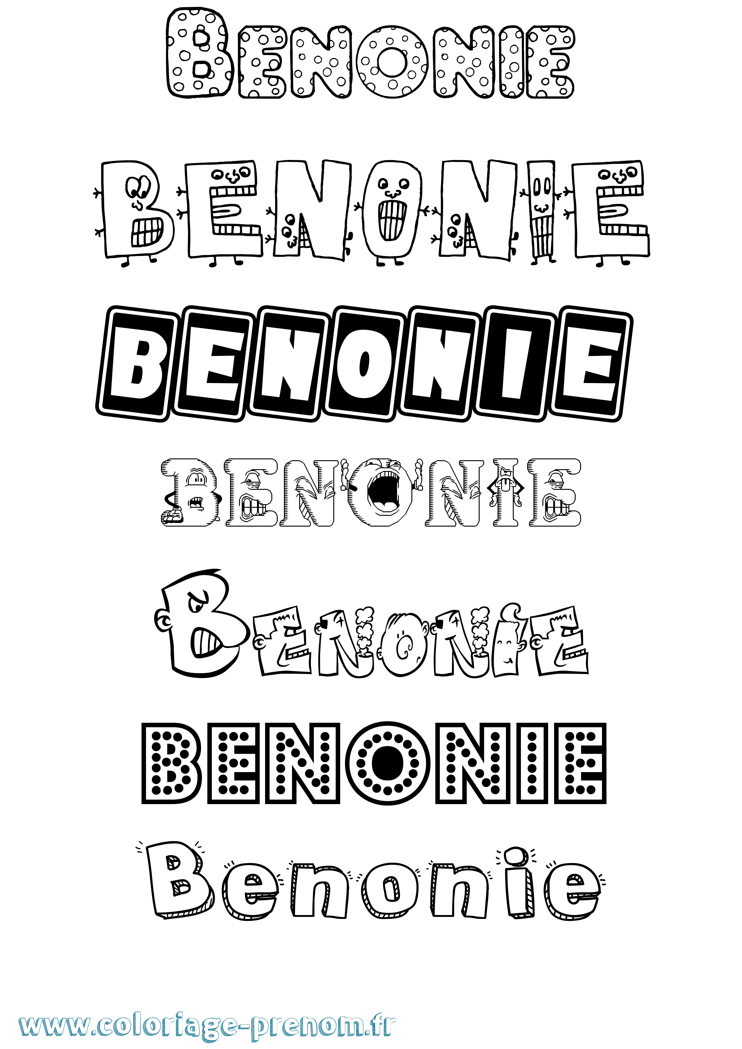 Coloriage Benonie Fun Coloriage prénom Benonie Fun