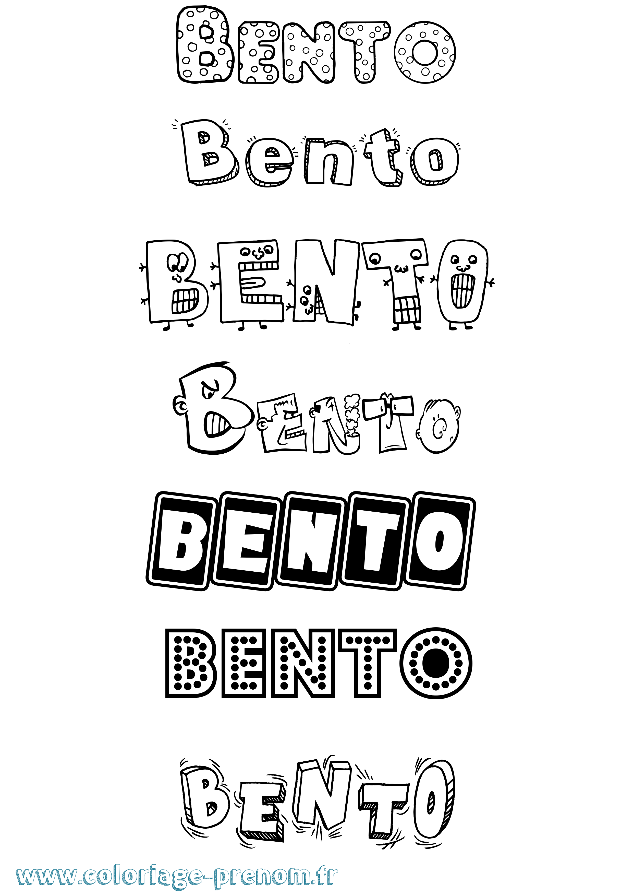Coloriage prénom Bento Fun